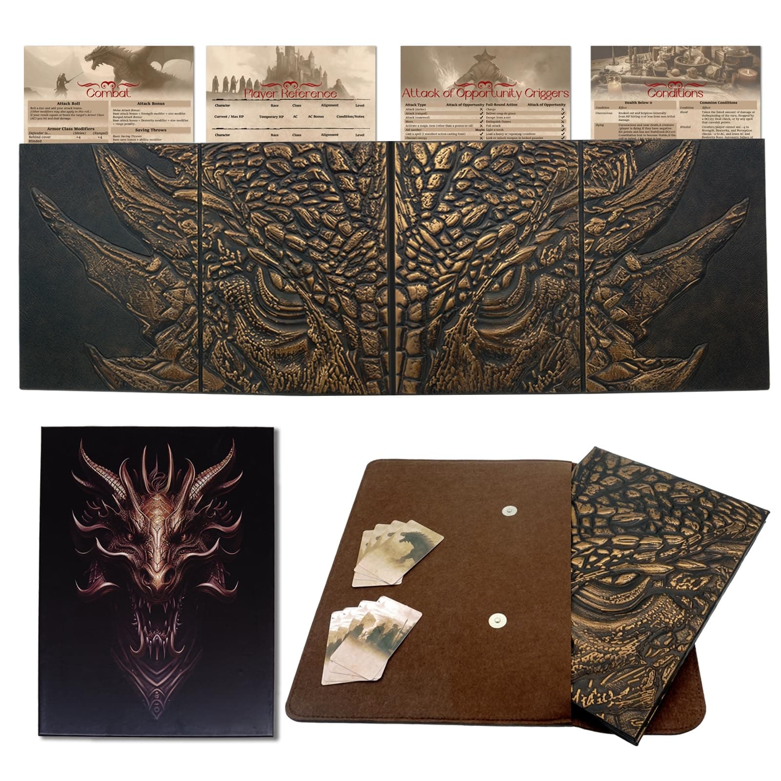 oTTTPGo DM Screen 5e, Tall Game Master Screen, 37-Inch Wide, Tracker Cards