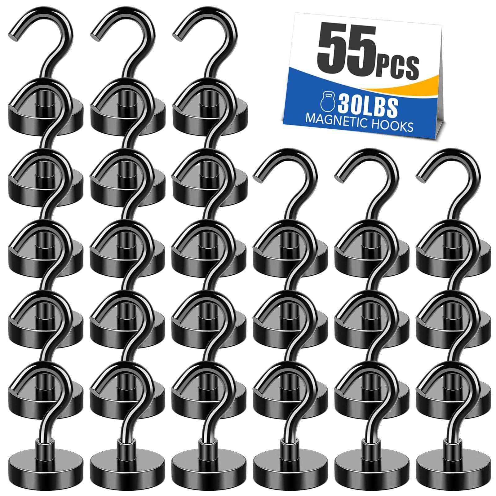 MIKEDE Magnetic Hooks, Cruise Ship Essentials Magnet Hook Black, 55Pack