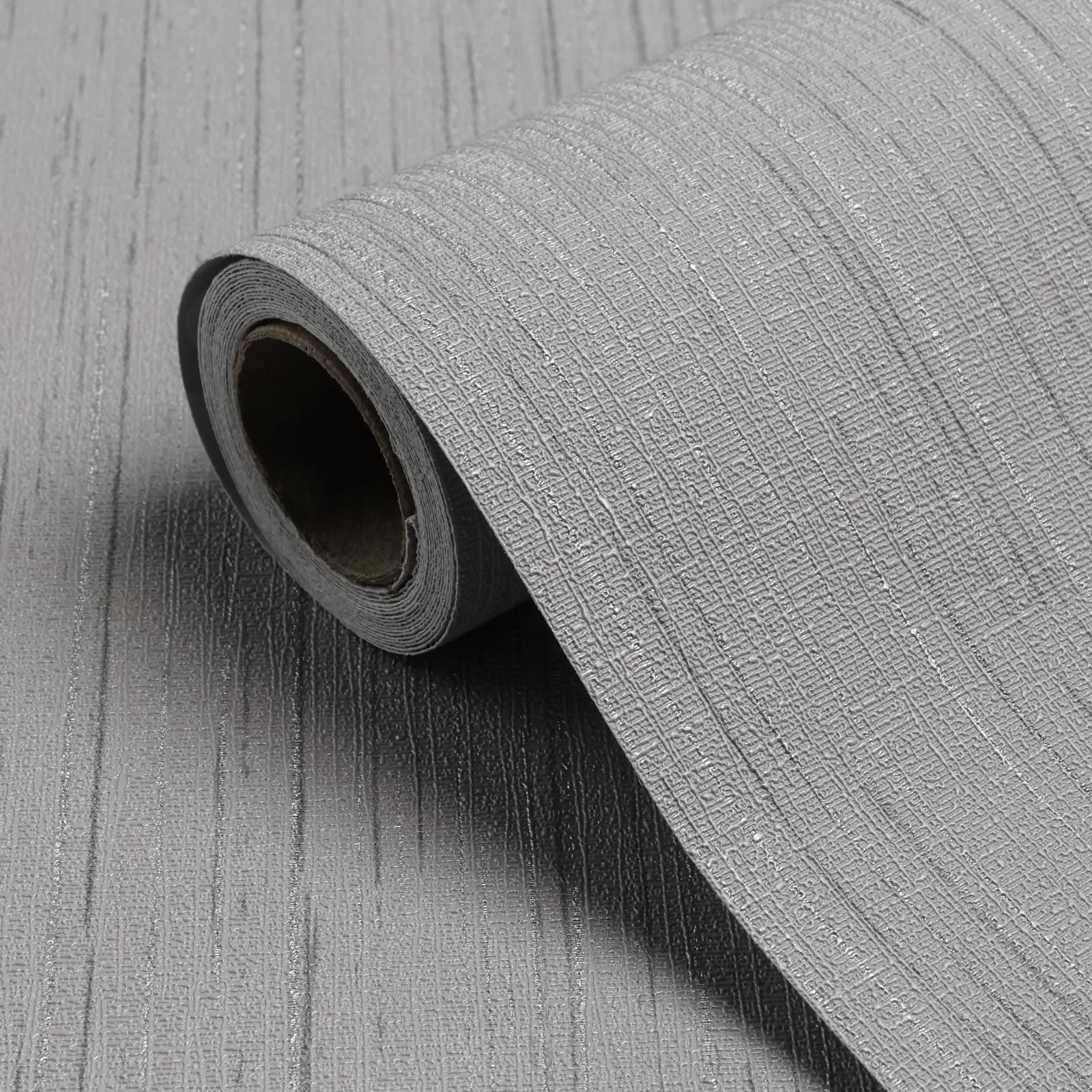 Biyoee Grey Grasscloth Peel and Stick Wallpaper Textured Contact Paper 15.7" X 300"Self-adhesive Wallpaper Faux Grasscloth Removable Wallpaper Cabinets Counter Top Liners
