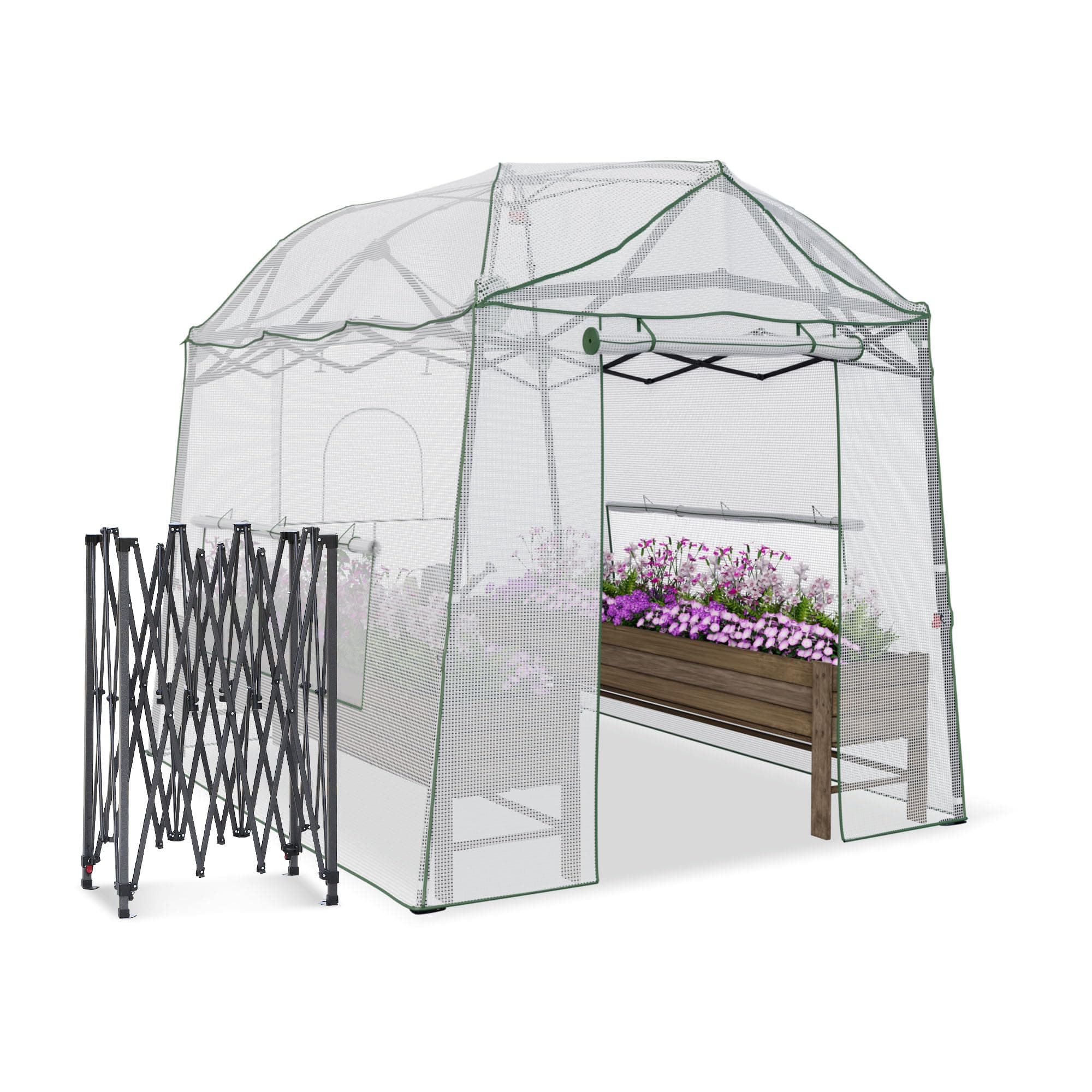Yokayoay 8.5 x 7 x 7 FT Walk-in Greenhouse, Portable Pop-up Greenhouse for Indoor Outdoor, Plant Garden Green House with Zippered Doors, Screen Windows, Heavy Duty Frame and Durable PVC Cover
