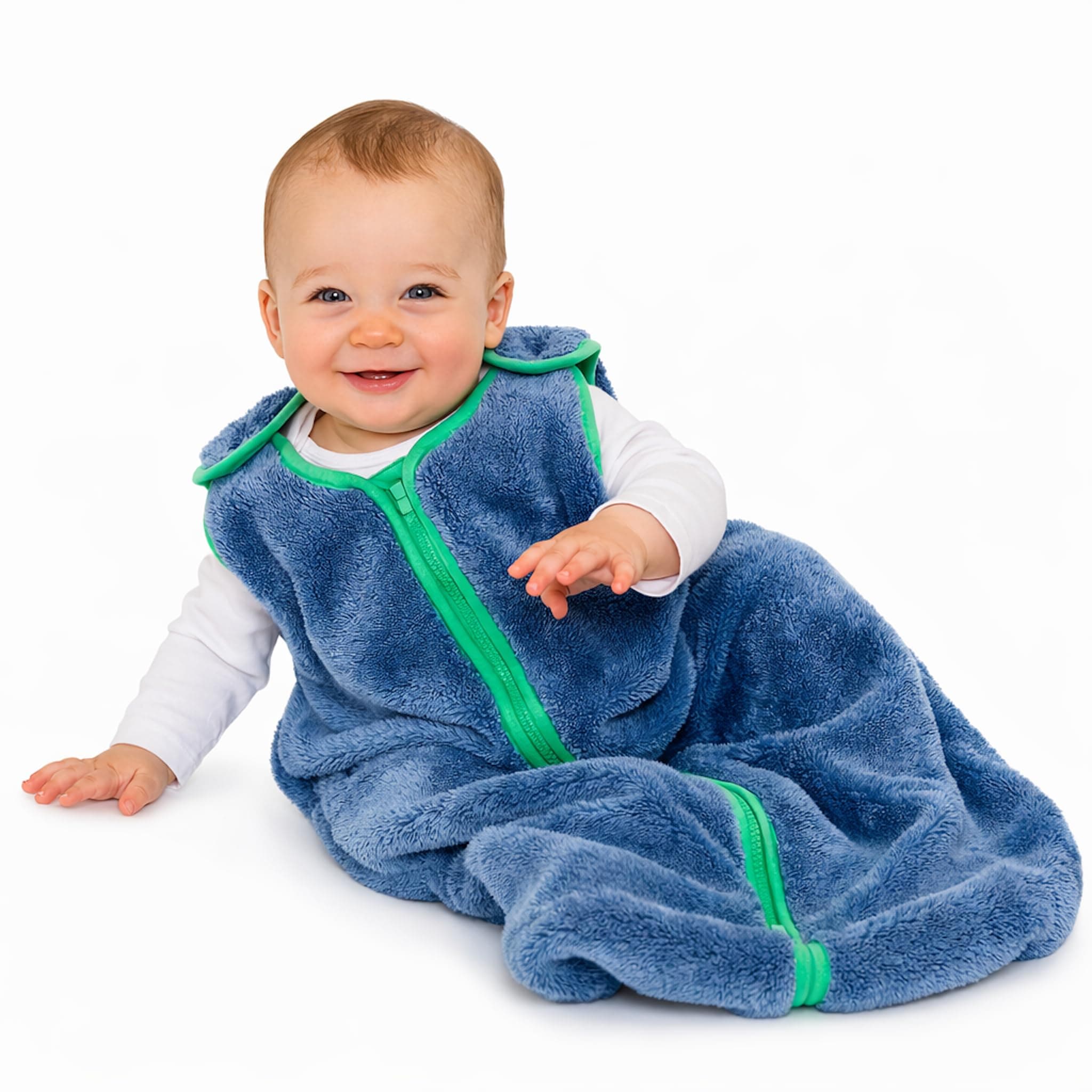 Baby Deedee Sleep Nest Teddy - Baby Sleep Sack 2.5 TOG 0-6 Months, Warm Sherpa Faux Fur & Cotton Lined Sleeping Bag with Patented Shoulder Snaps, Newborn Wearable Blanket for Boys & Girls, Dino
