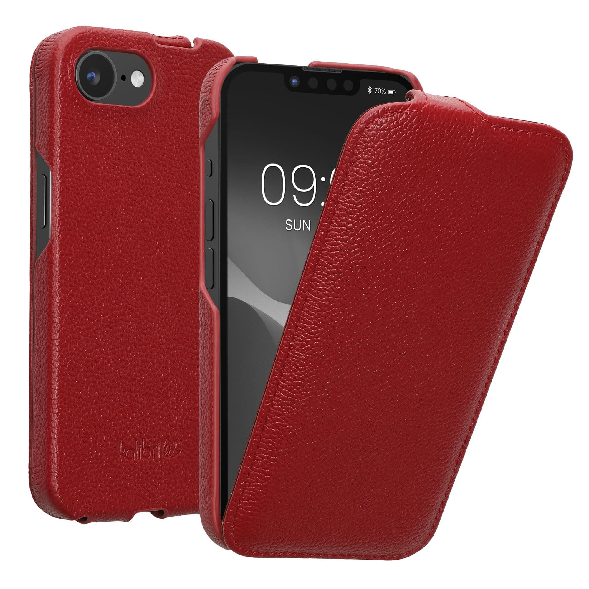 kalibri Flip Case Compatible with Apple iPhone 17e / iPhone 16e - Ultra Slim Leather Protective Phone Cover - Red