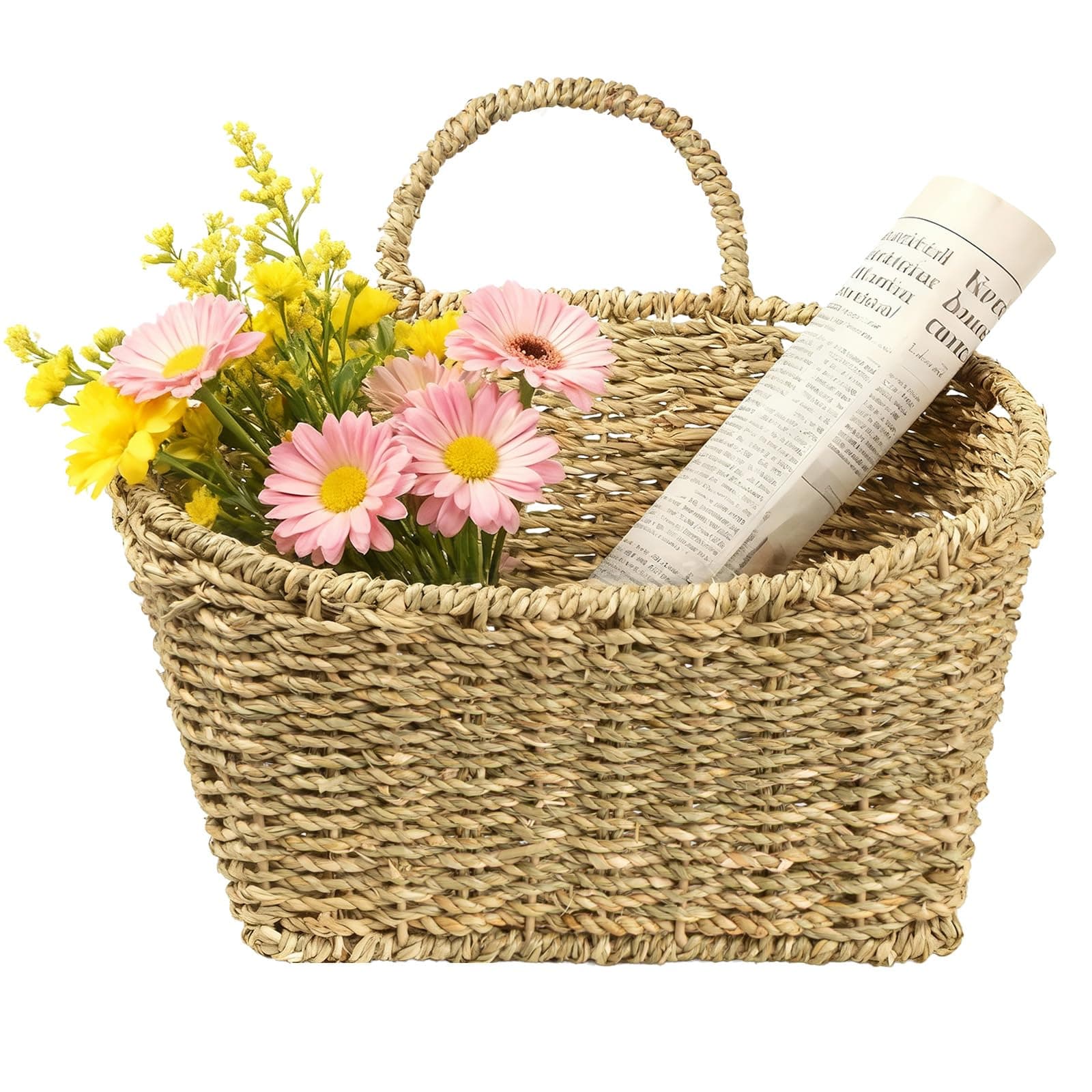 Kultilanda Hanging Wall Basket Handwoven Wicker Basket, Natural Seagrass
