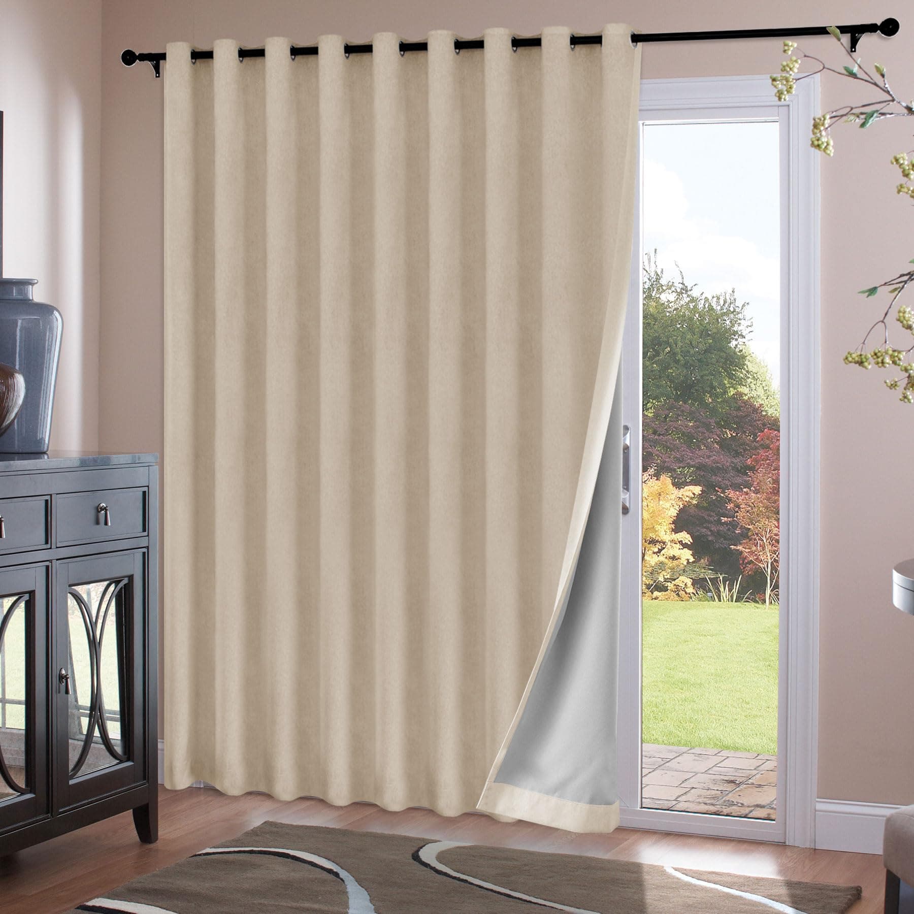 Fcosie 120" Wx96 L Anti-Rust Nickel Grommet Chenille Drapes | Extra Wide Full Blackout Window Curtains | Privacy Drapery for Girls Boys Teen Children Nursery Baby Kids Room, 1 Panel, Taupe