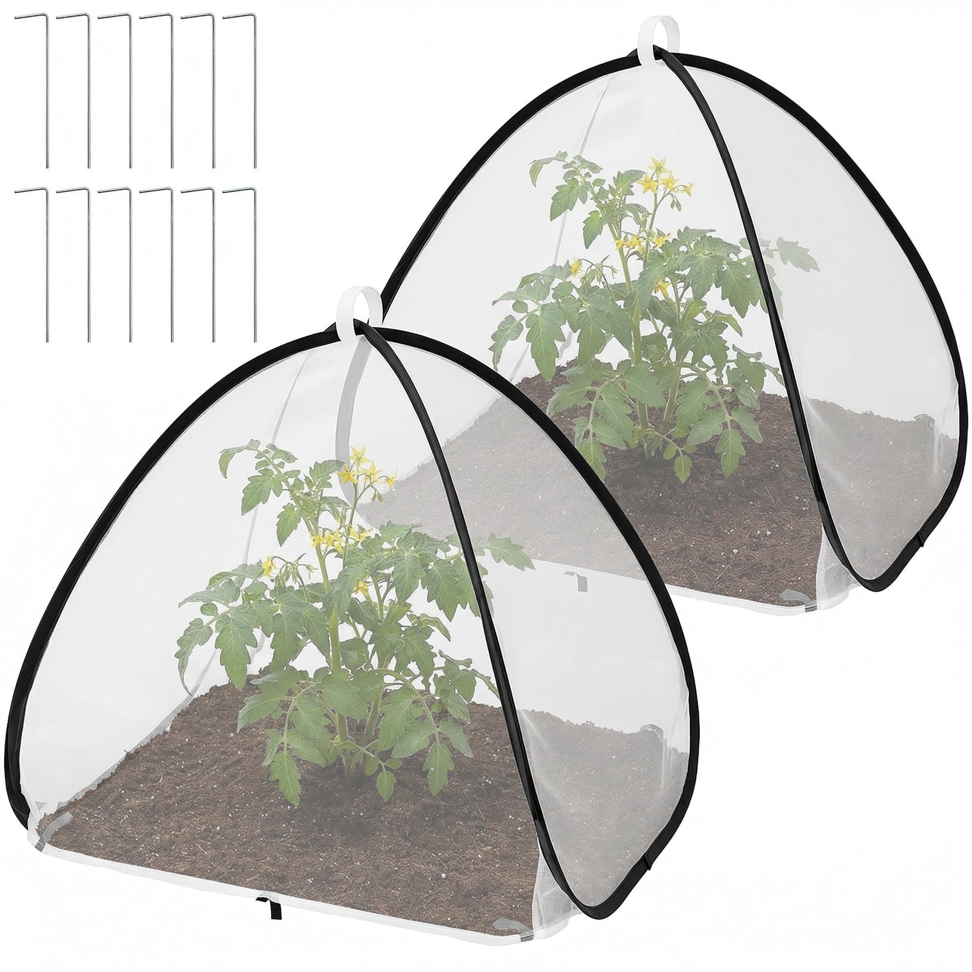 2Pcs Pop Up Insect Barrier Plant Cover Tent,Plant Protectors Mesh Enclosure