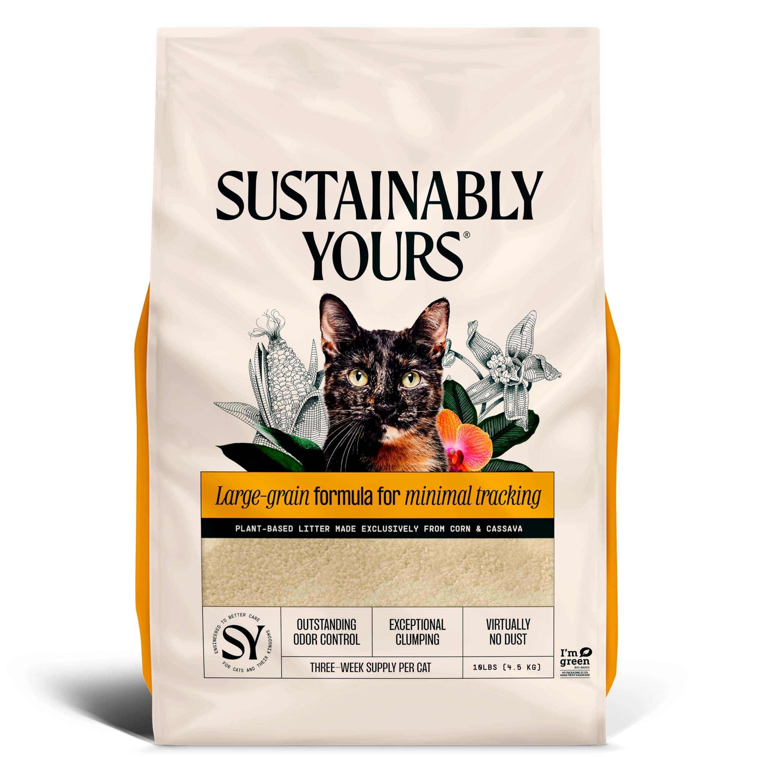 Sustainably Yours Natural Cat Litter, Large Grains, 10 lbs