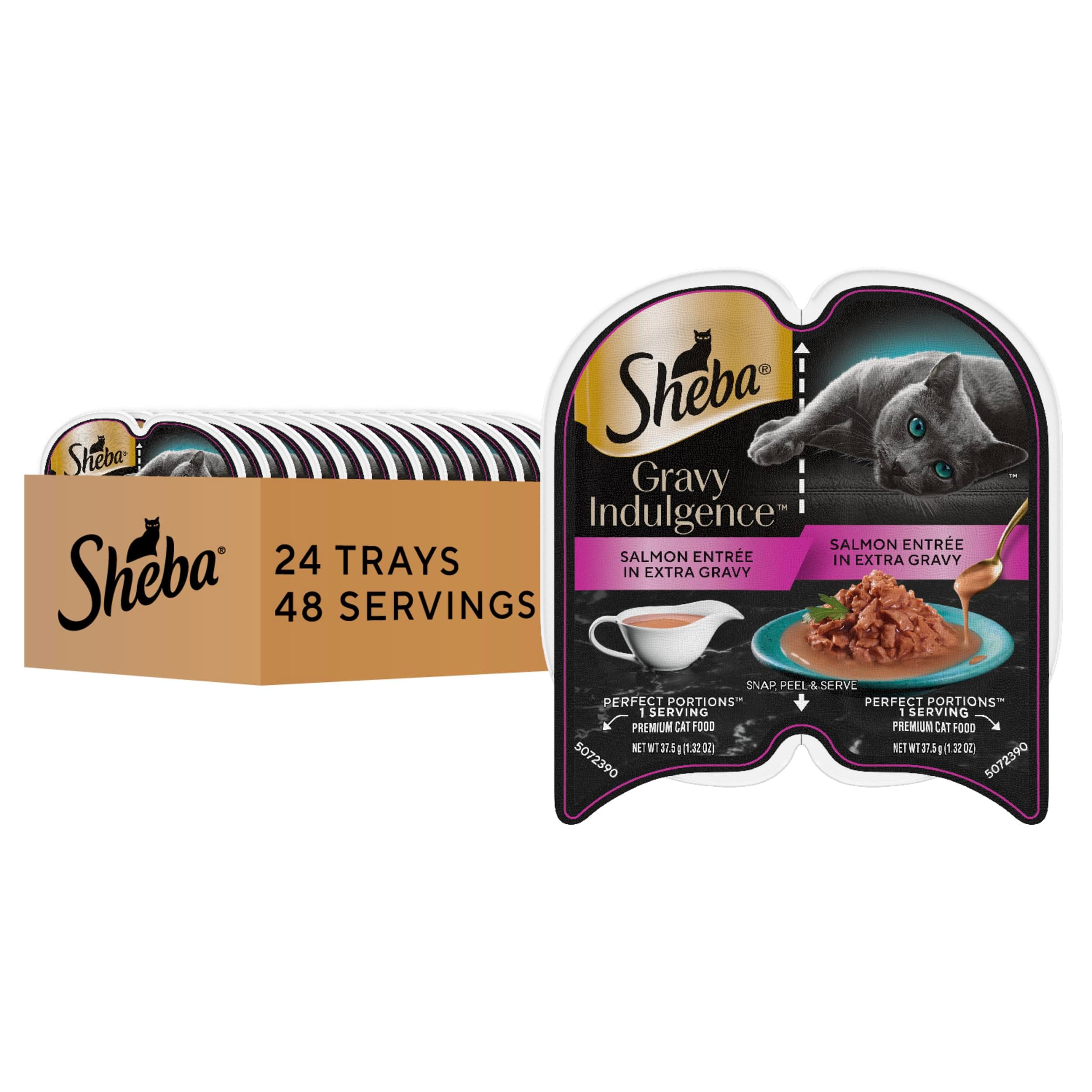 Sheba Gravy Indulgence Wet Cat Food, Salmon Entree, 2.6 oz, 24 Count