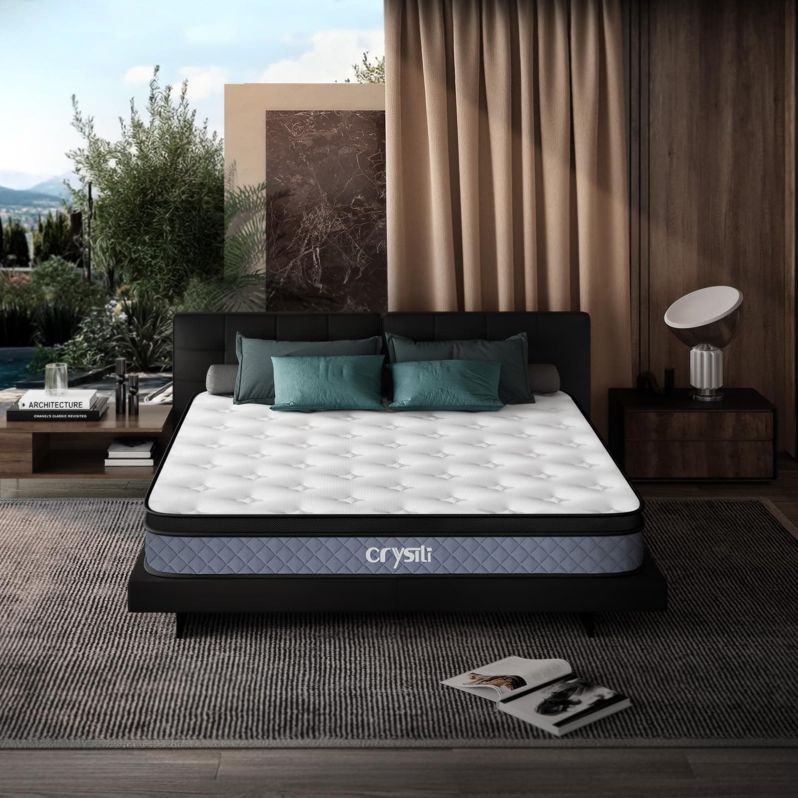 Queen Mattress, Crystli 14 Inch Hybrid Innerspring Mattress Memory Foam Bed in a Box, Sleep Cooler with Pressure Relief, Support