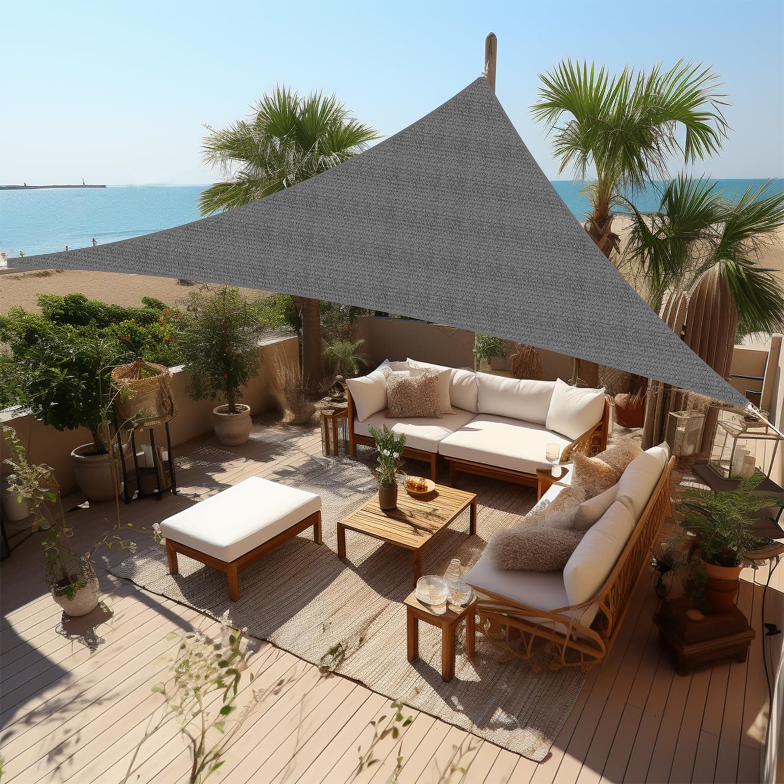 Shade&Beyond Custom Sun Shade Sail 13'x13'x13' Triangle Sun Sail Shades Patio UV Block Breathable for Garden Yard Activities, Dark Grey (We Make Custom Size)