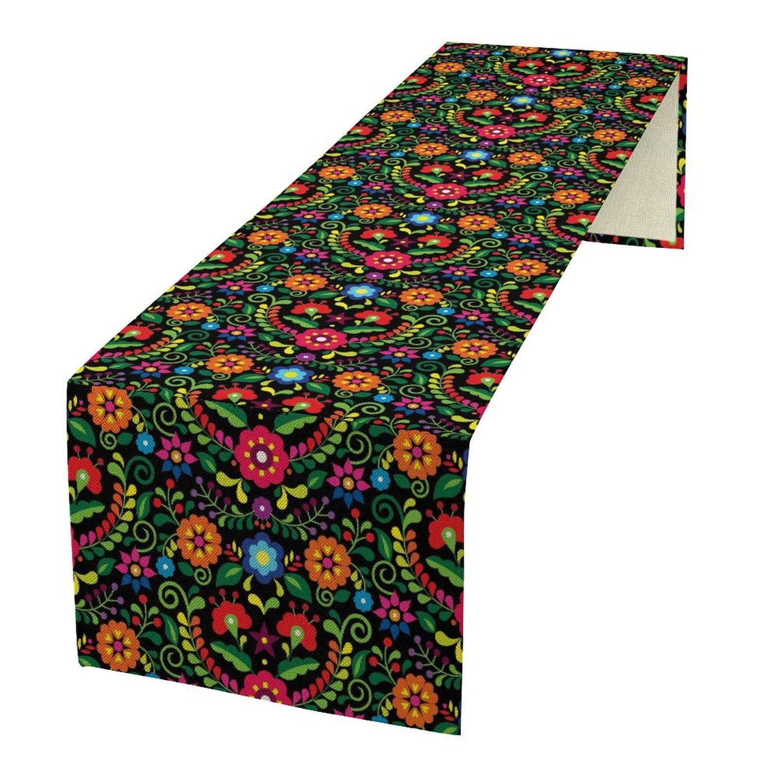 Mexican Cinco De Mayo Table Runner, Dia De Los Muertos Decorations Fiesta Table Runner for Party Home Dining Room Kitchen 13x108in