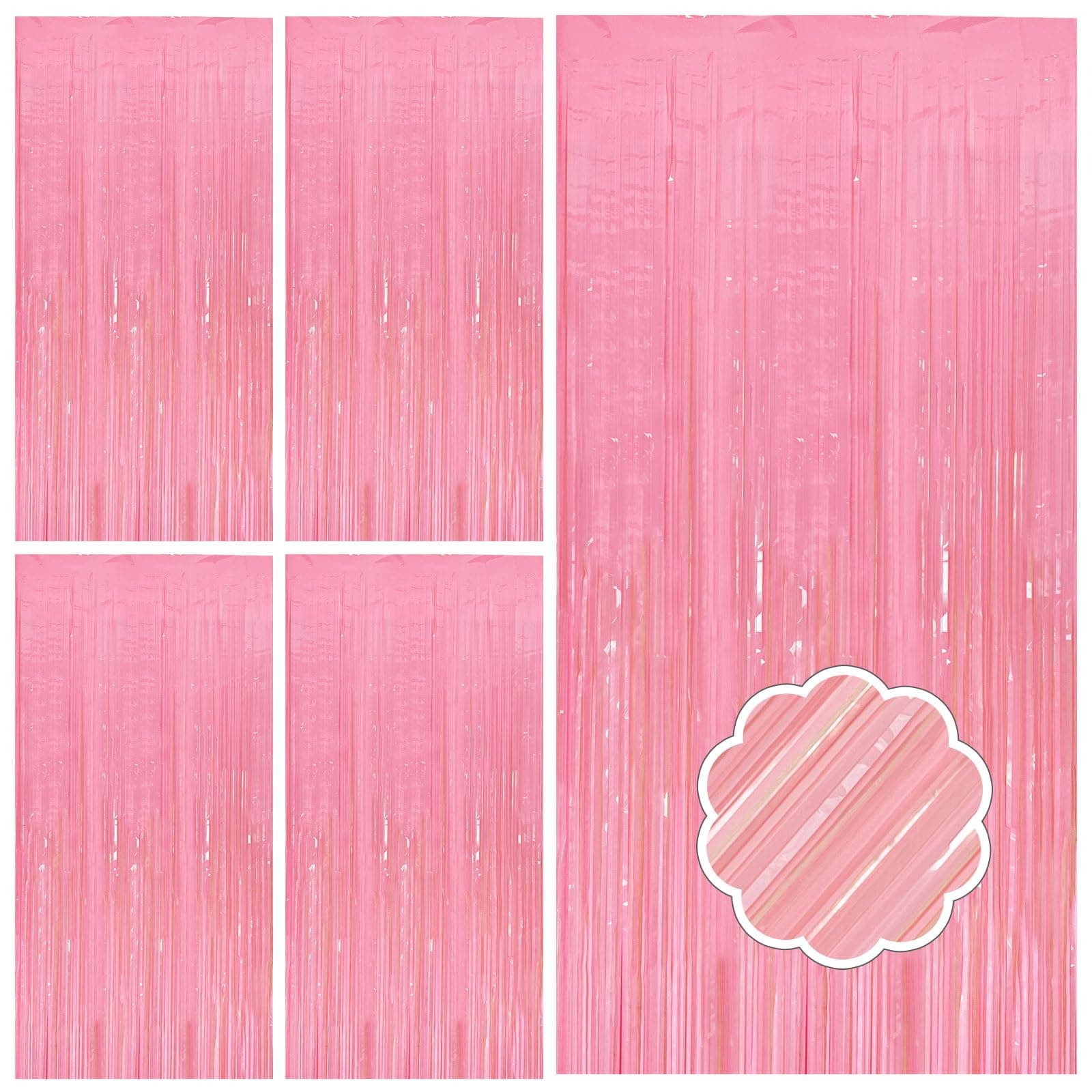 2 Pack Pink Streamers Pastel Curtain Backdrop Wall Fringe Backdrop Birthday Party Decorations Light Pink Halloween Baby Shower Valentines Wedding Decorations for Women