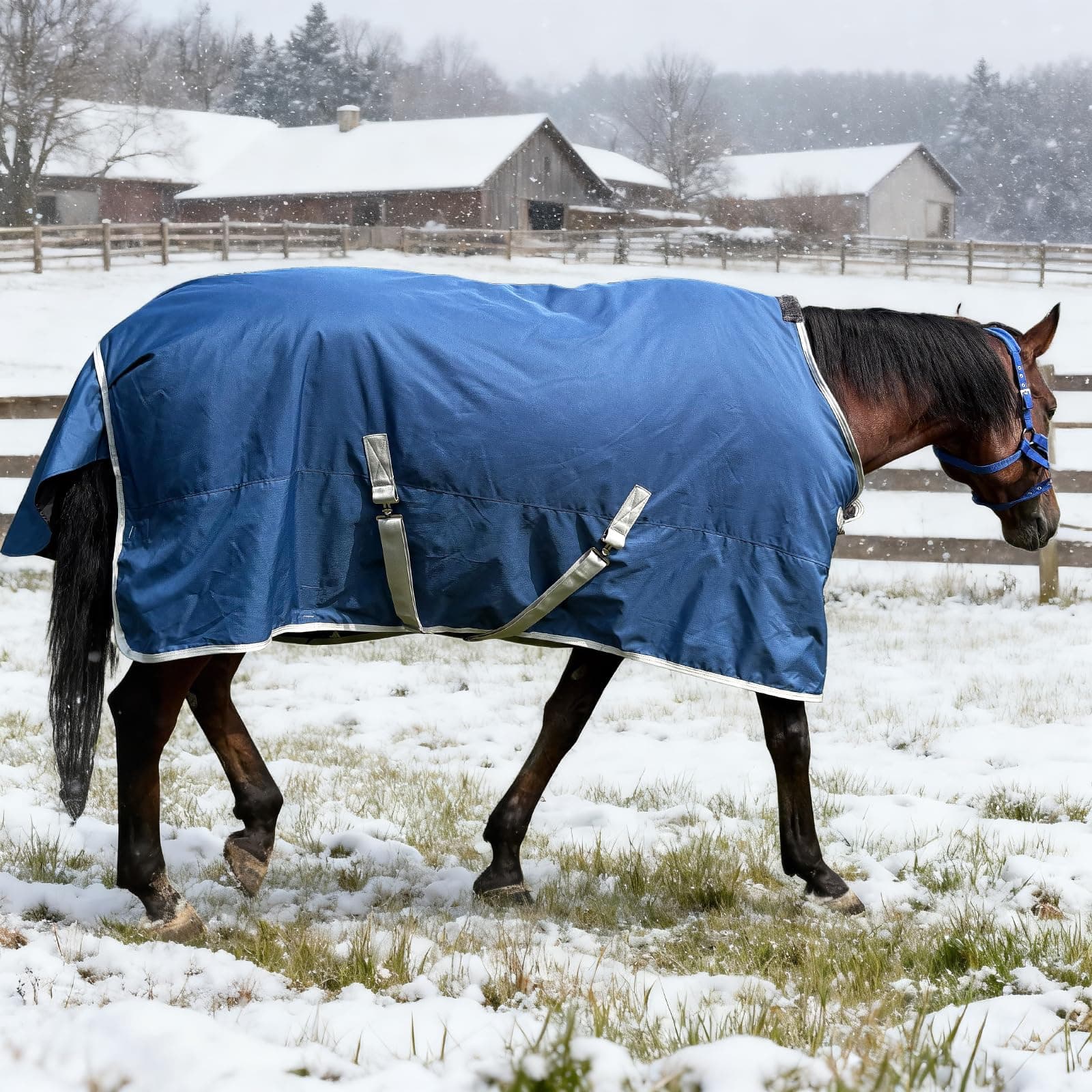 Winter 1200D Premium Turnout Horse Blanket,Medium Weight Waterproof Blanket