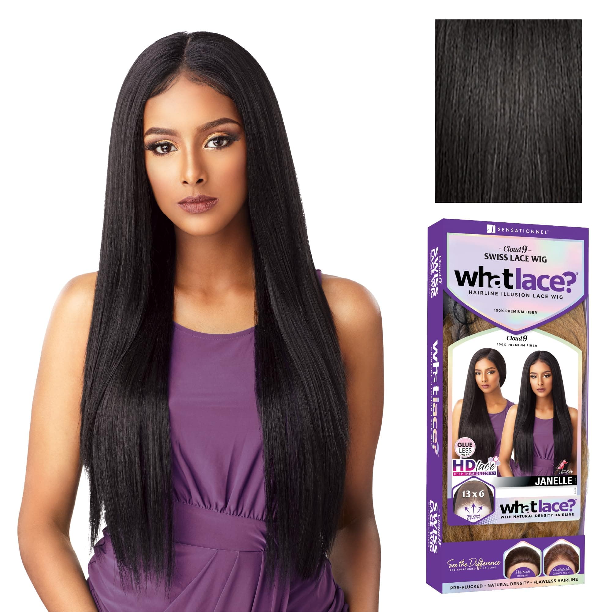 Sensationnel Cloud9 WHAT LACE? 13"X6" Swiss Lace Wig - JANELLE (1B [Off Black])