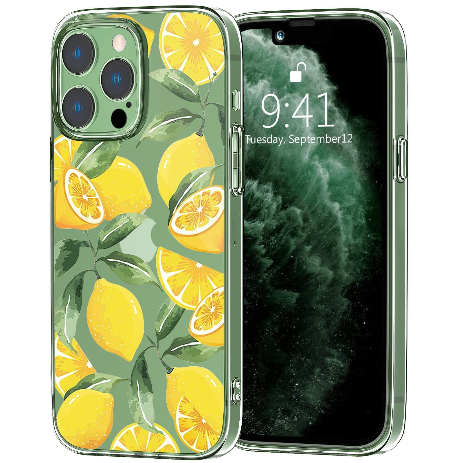 Idocolors Lemon Phone Case Clear Case for iPhone 11 Pro,Fresh Fruit Protective Cover Transparent Unique Design Soft TPU Bumper Ultra Slim Shockproof Case for iPhone 11 Pro