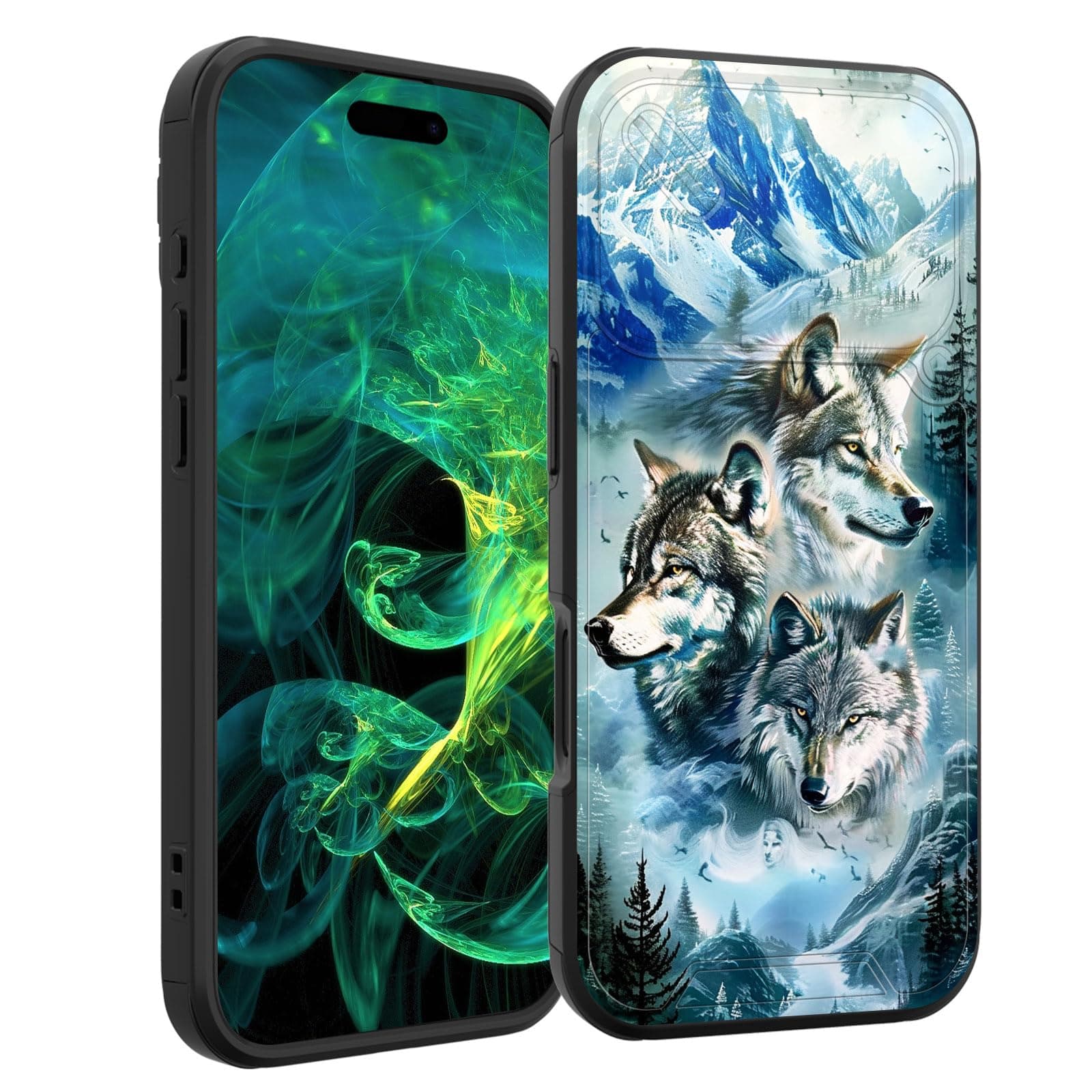 smauncucn for iPhone 17 Pro Case with Slide Camera Cover,Heavy Duty Dual Layer Hybrid Shock Proof Protective Rugged Bumper Case for iPhone 17 Pro 6.3" 2025,Mountain Wolf Pack