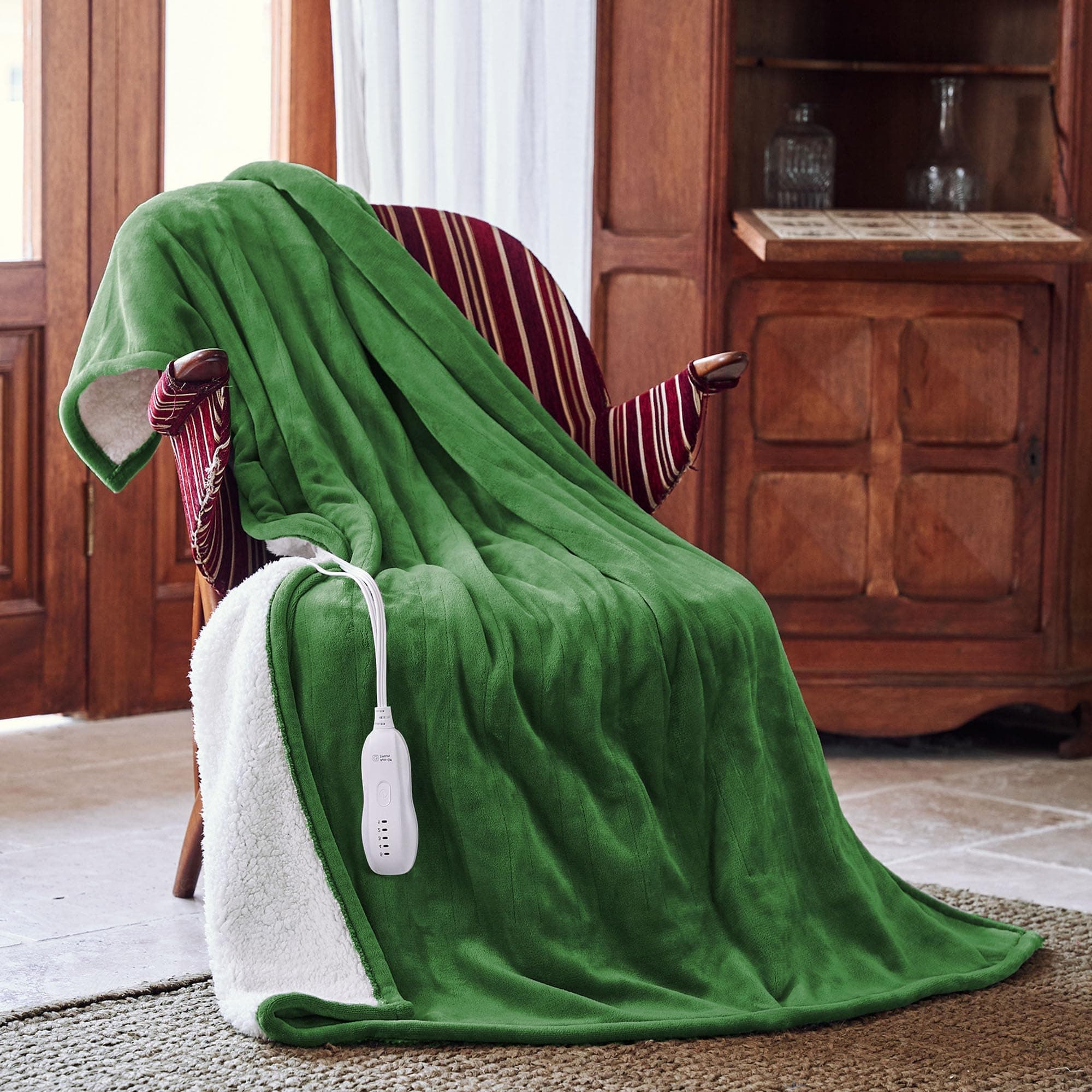 Heated Blanket 50''x60''-Soft and Comfortable Electric Throw,5 Heat Settings and 3H Auto Shut-Off Heating Blanket ETL&FCC Certification Machine Washable (Green)