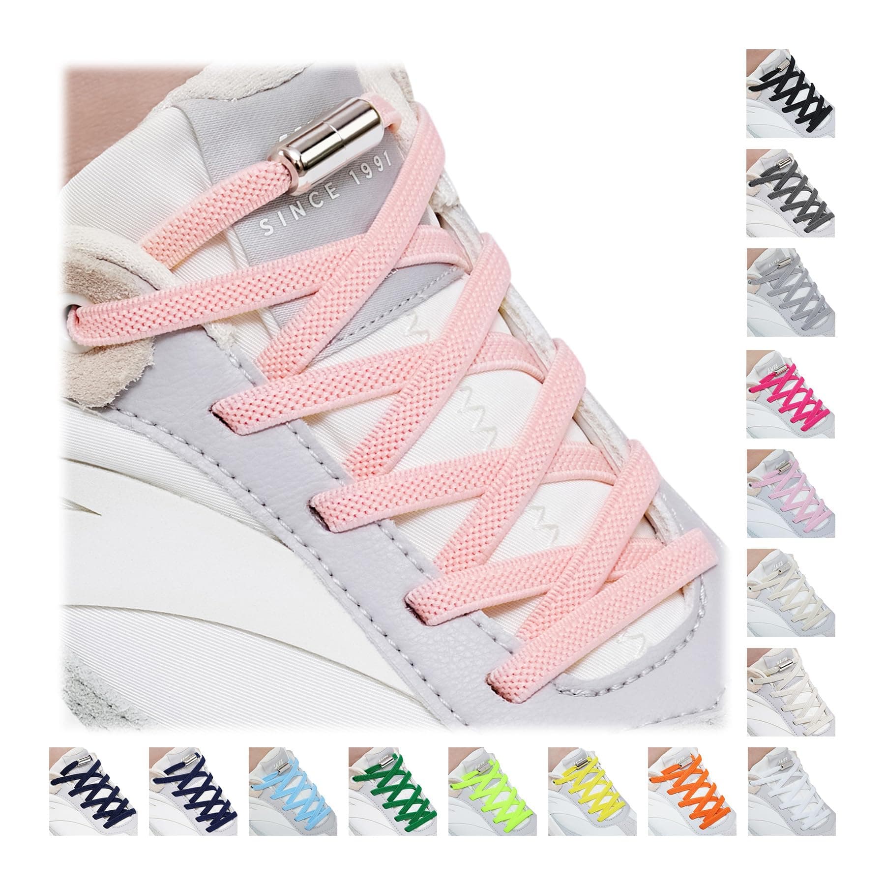 Handshop No Tie Shoe laces, Elastic Shoelaces with Laces Lock Pink