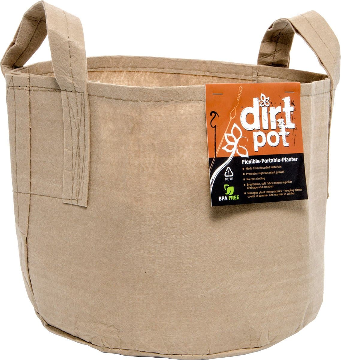 Hydrofarm Dirt Pot with Handle, 25 Gallon, Tan