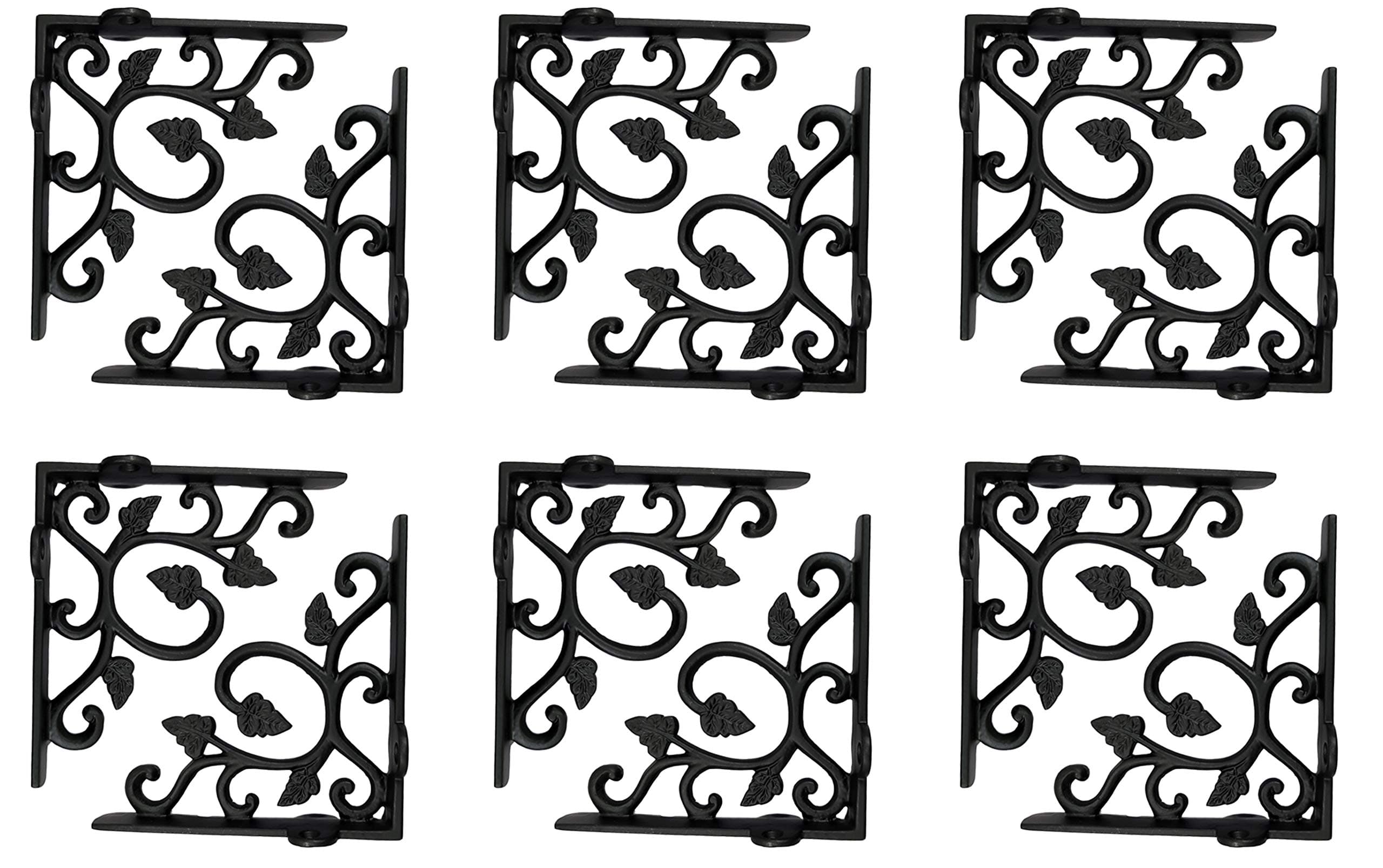 Adonai Hardware Meshezaheel Antique Iron Shelf Bracket (Supplied as 12 Pieces per Pack) - Black Powder Coated