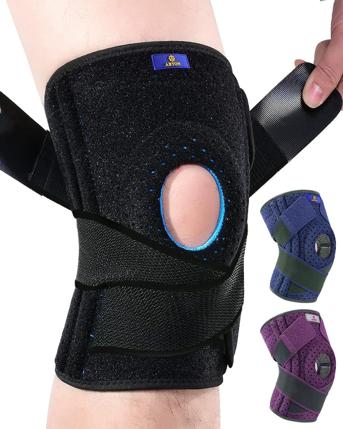ABYON Knee Braces for Knee Pain with Side Stabilizers for Man Women.Effective Relieves Meniscus Tear, LCL, MCL, Arthritis.Non Slip Adjustable Knee Support for Joint Pain Relief,Injury Recovery