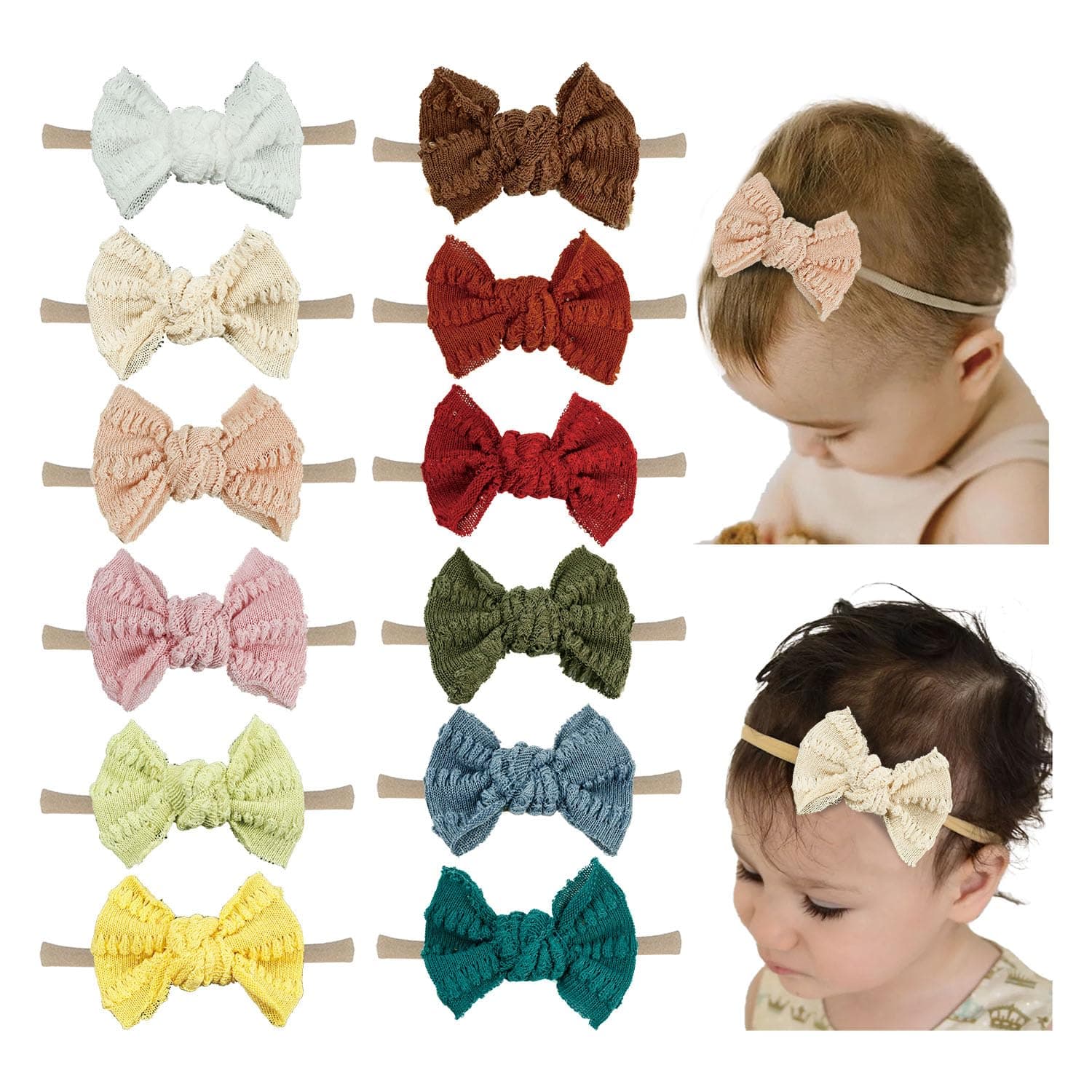 Esumun Baby Girl Nylon Headband 12 pcs (knitted 12pcs)