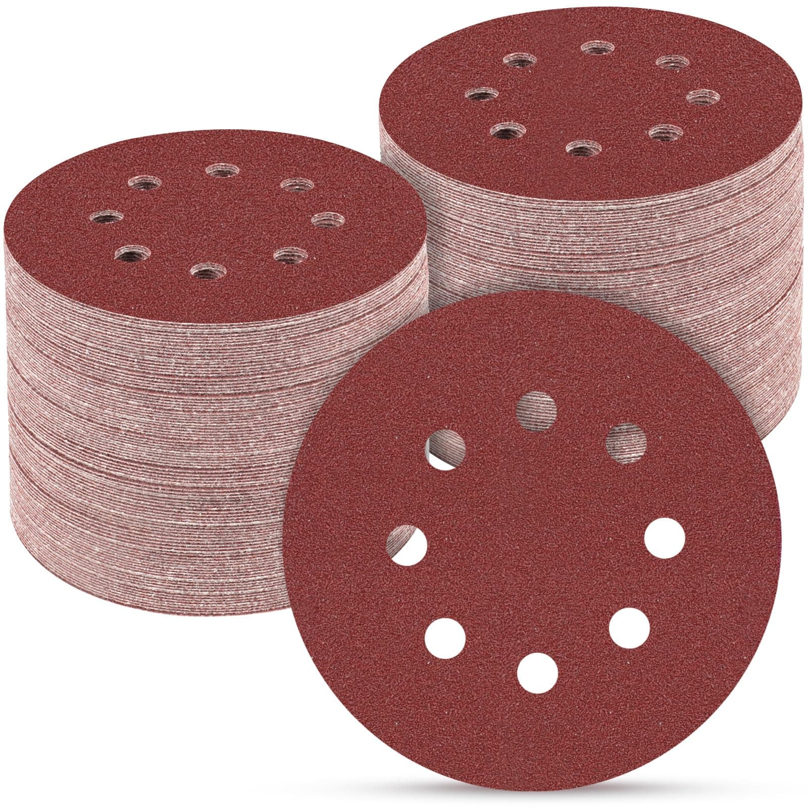 POTUINOM 100PCS 5 Inch Sanding Discs 120 Grit Sandpaper for Orbital Sander