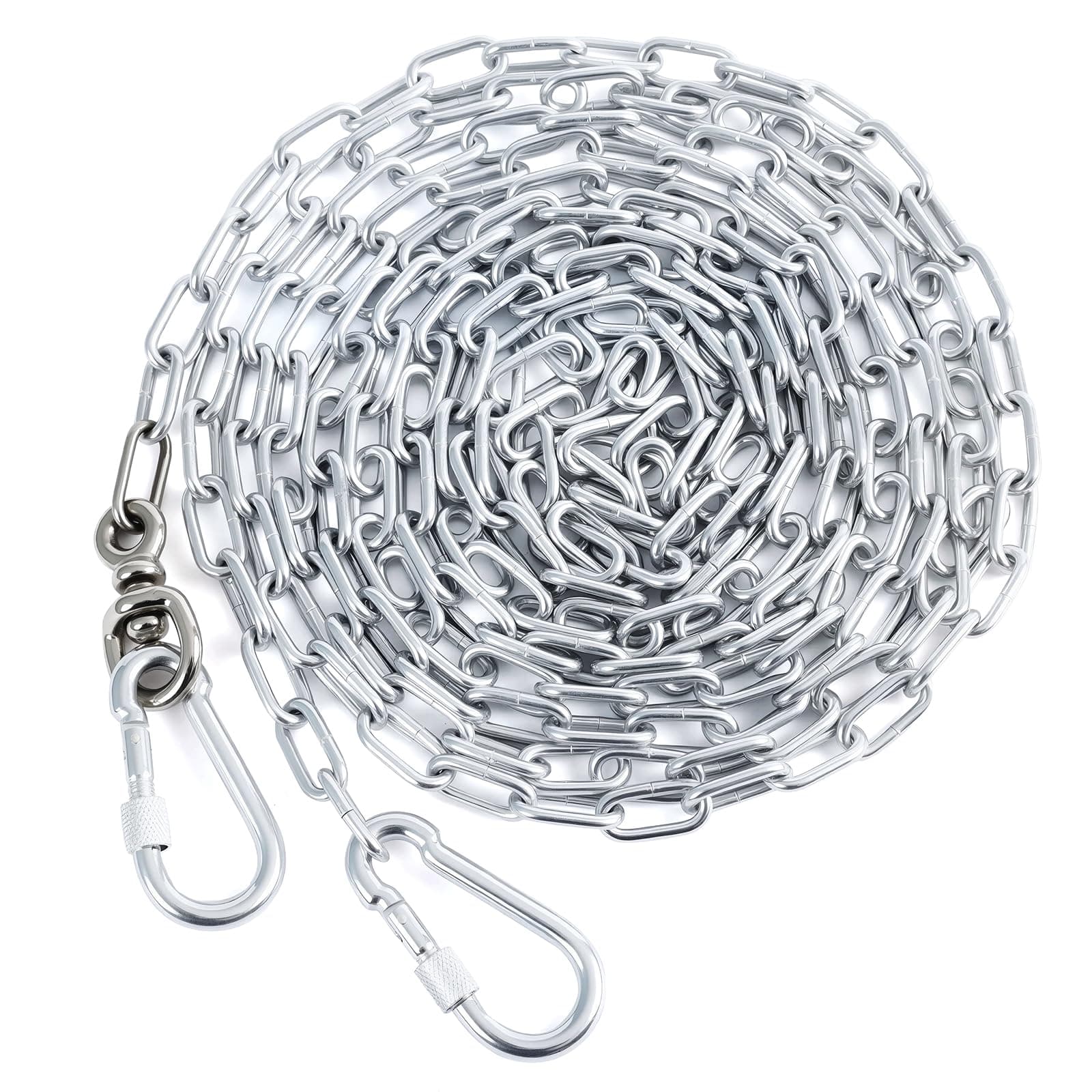 Libbipaw Heavy Duty 40FT Galvanized Dog Chain for Yard, Chew Proof Rust Resistant Tie Out Cable with 360° Swivel Hook, Tangle Free Runner Leash for Dogs up to 100lbs (3MM 40FT)
