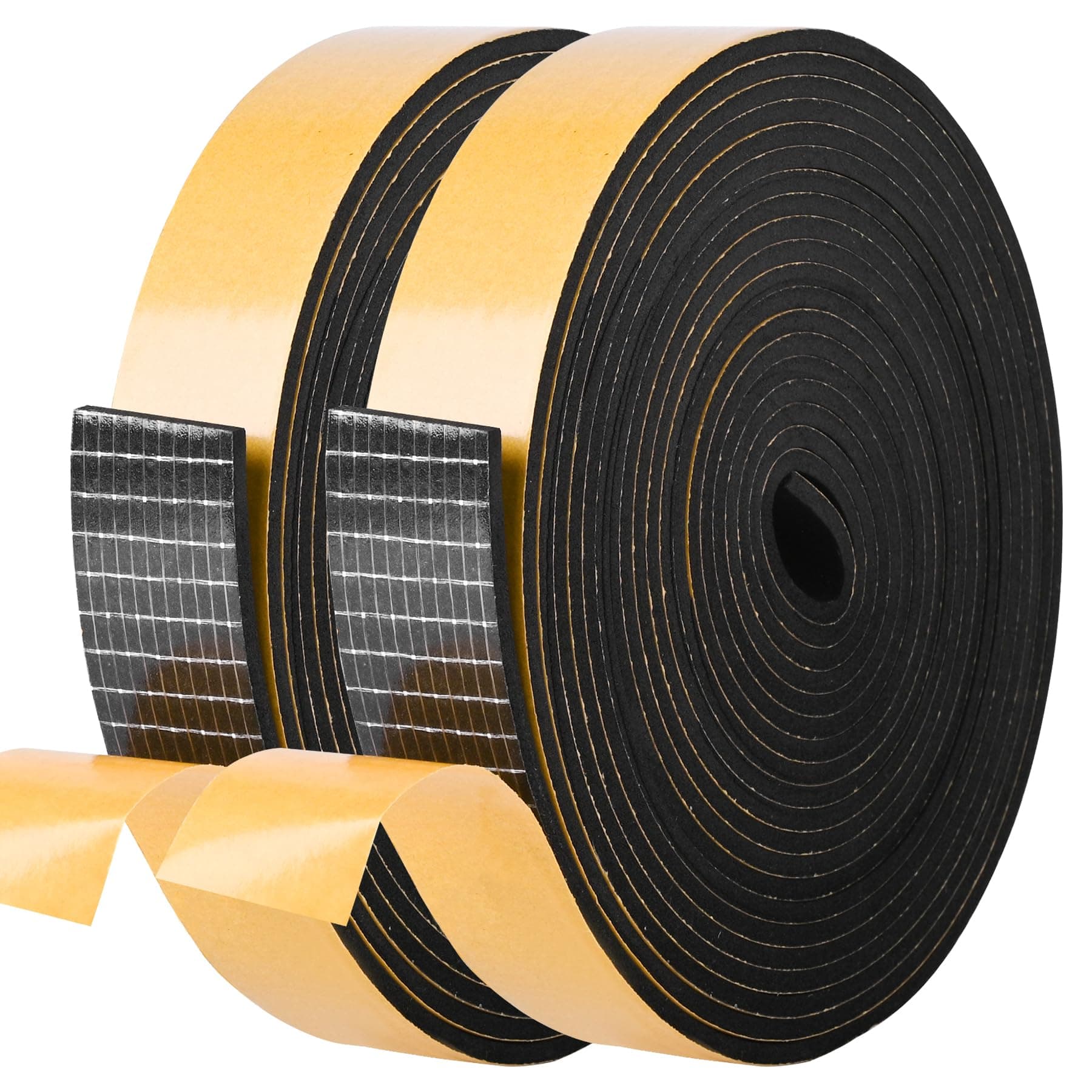 Kikerike Self Adhesive Foam Tape Weatherstrip High Density Foam Insulation Strips Seal Weather Stripping with Strong Adhesive for Door and Window Sound Isolation Soundproofing 1in x 1/8in x 33Ft