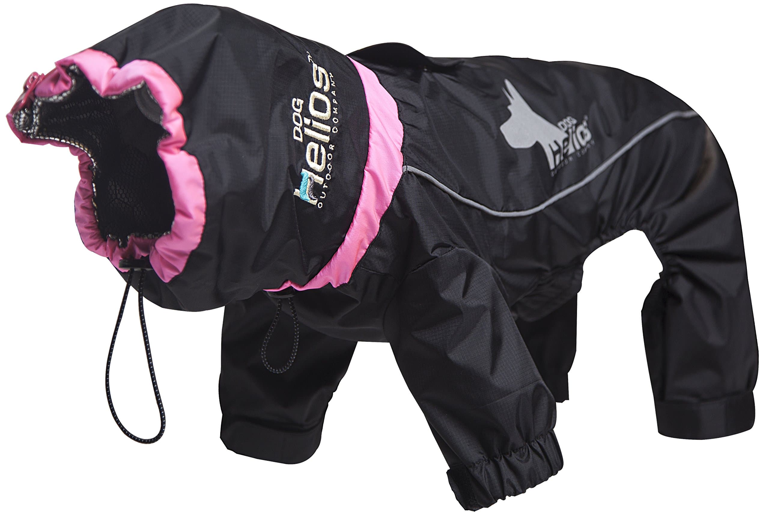 DOGHELIOS 'Weather-King' Windproof Waterproof and Insulated Adjustable Full Bodied Pet Dog Jacket Coat w/Heat Retention Technology, Large, Black