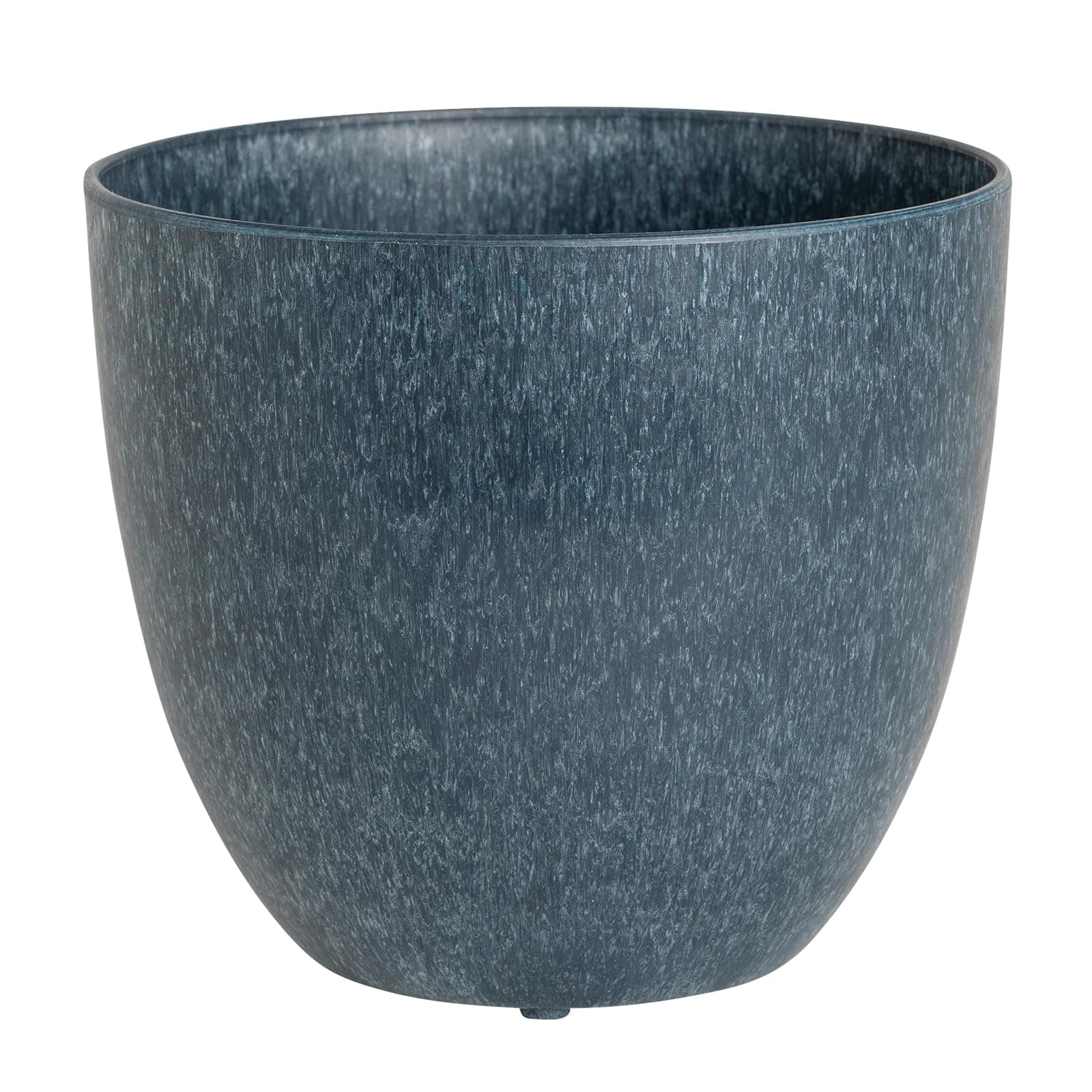 Root & Vessel Bola Round Planter, Self-Watering Outdoor & Indoor Planters, Shimmery Metallic Finish, Eco-Friendly Stone & Plastic Material, Navy Blue, 7"