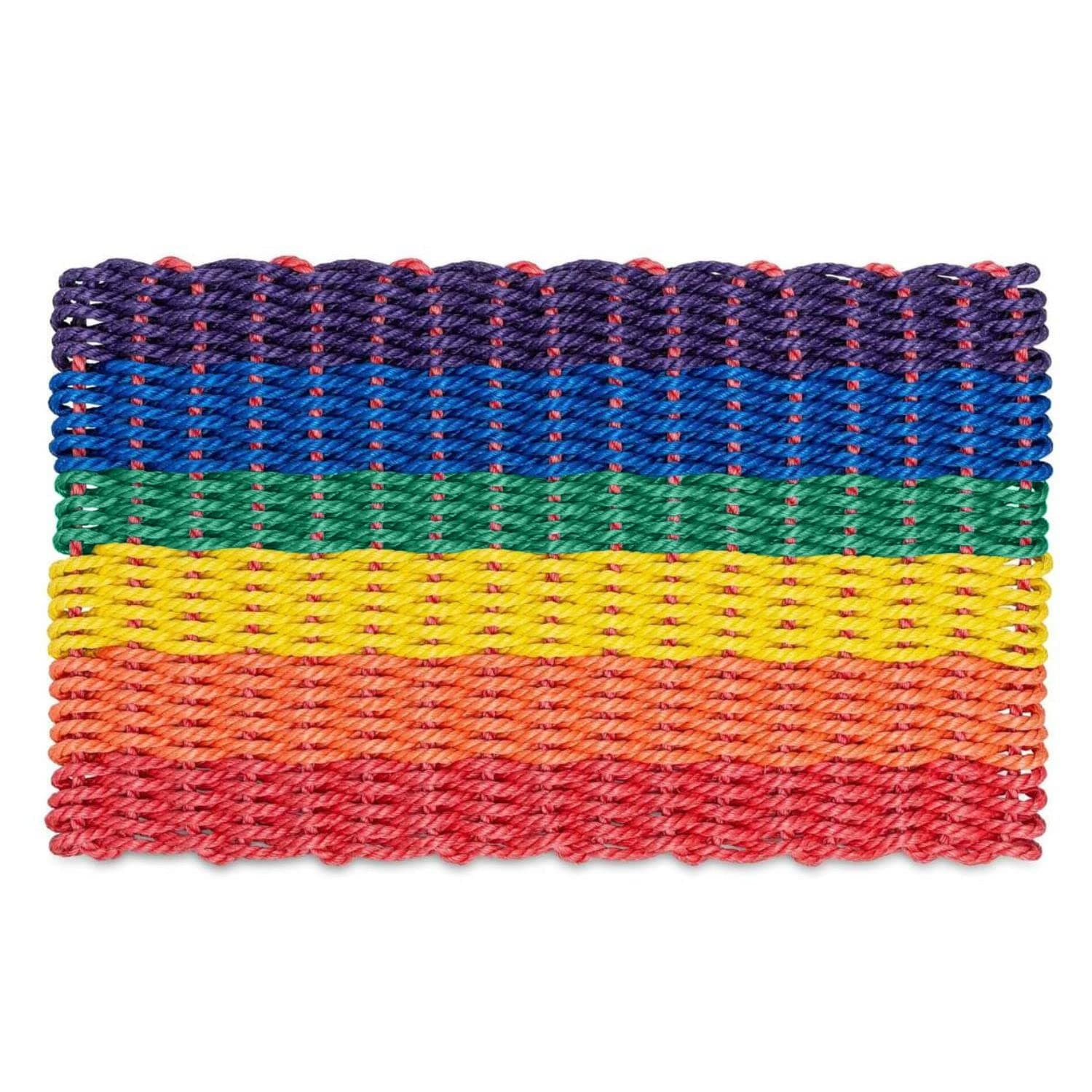 Wicked Good Doormats Outdoor Door Mat, The Original Lobster Rope Doormat, All Weather Mats, Woven Door Mat from Nautical Rope, Front Door Welcome Mats, (Rainbow Stripe, 18 x 30)