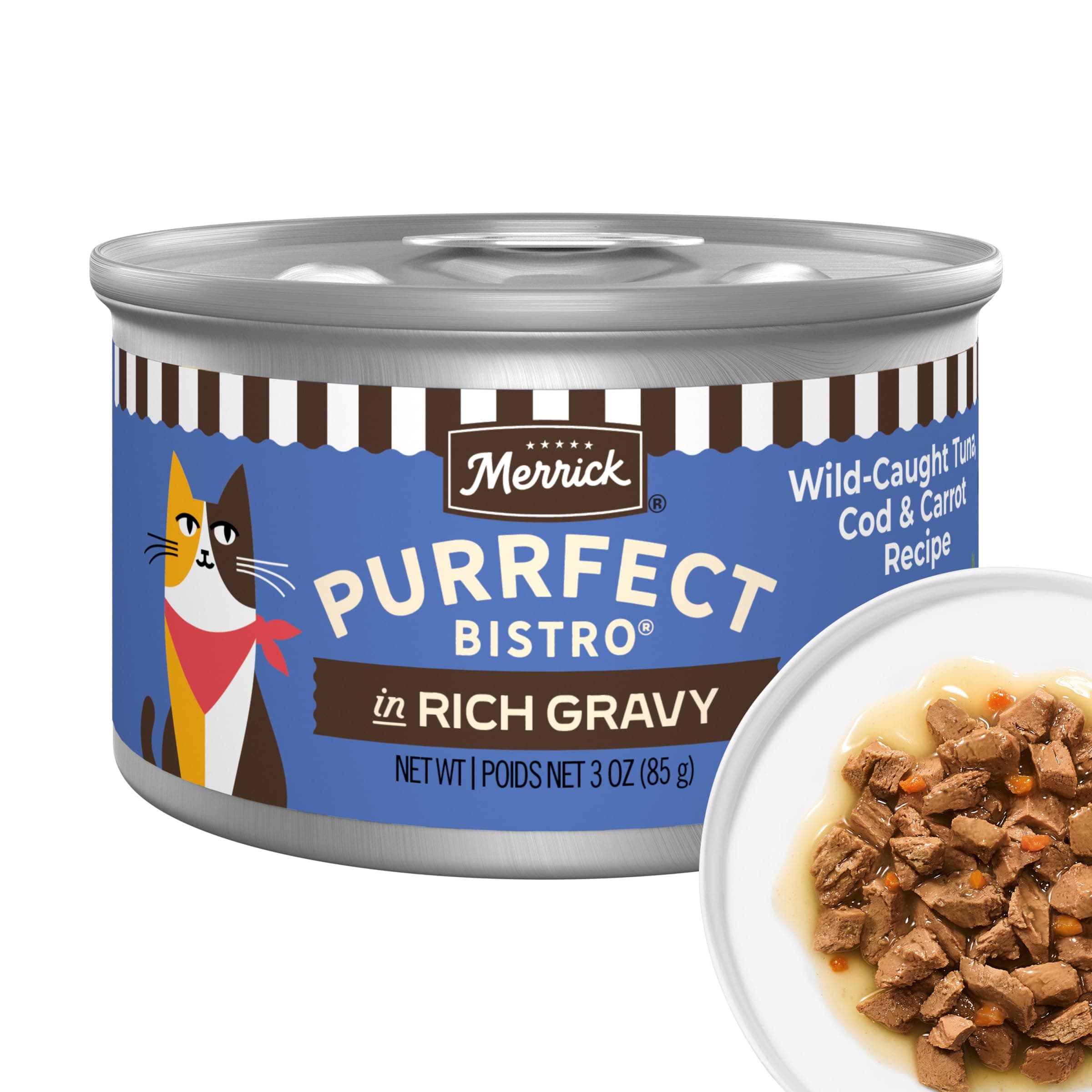 Merrick Puurfect Bistro Wet Cat Food, Tuna & Cod in Gravy 85g (24 Pack)