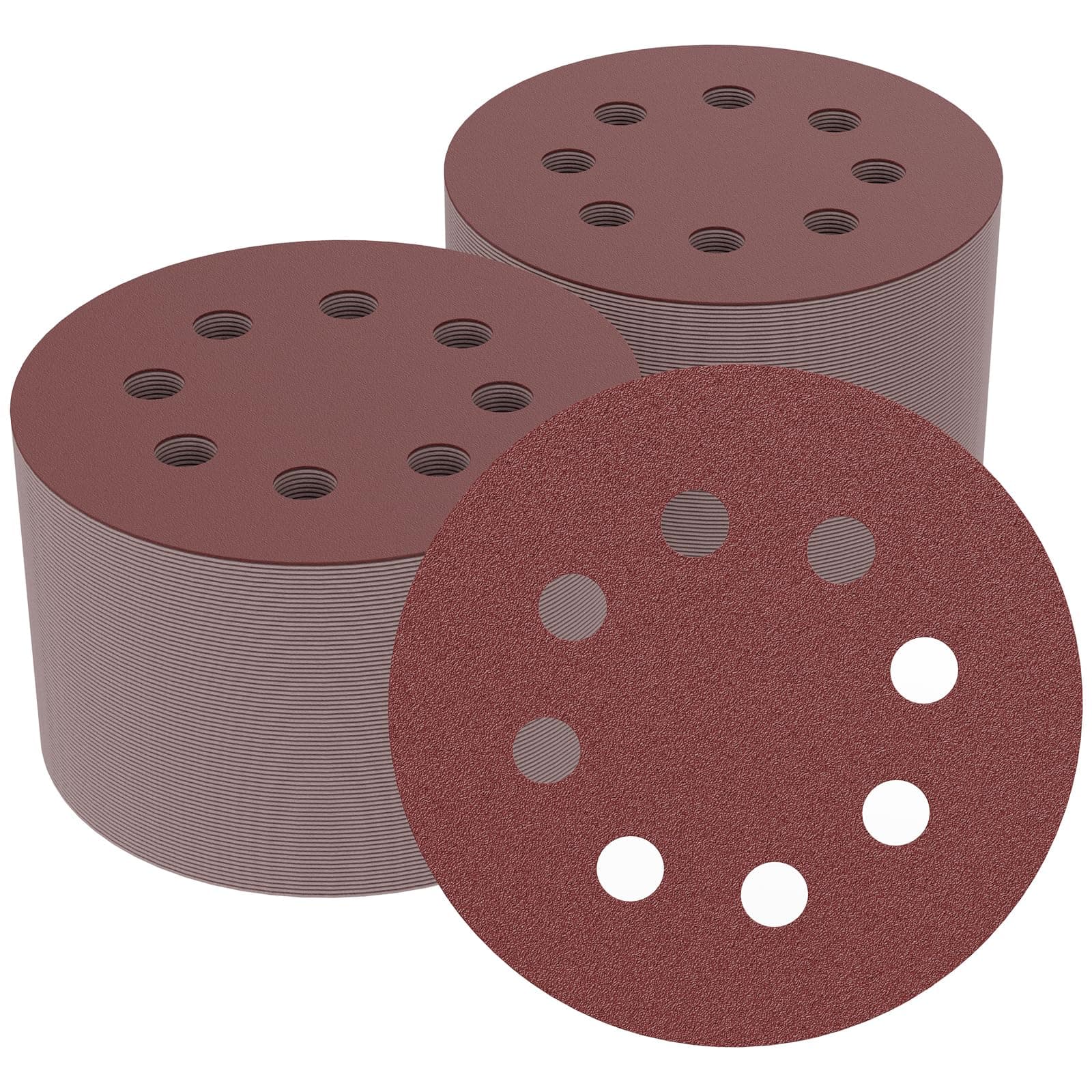 Narbell 150PCS 5 Inch Sanding Discs 8 Holes and Loop Adhesive Sanding Discs Sandpaper for Random Orbital Sander 60/80/120/180/220/320 Grits