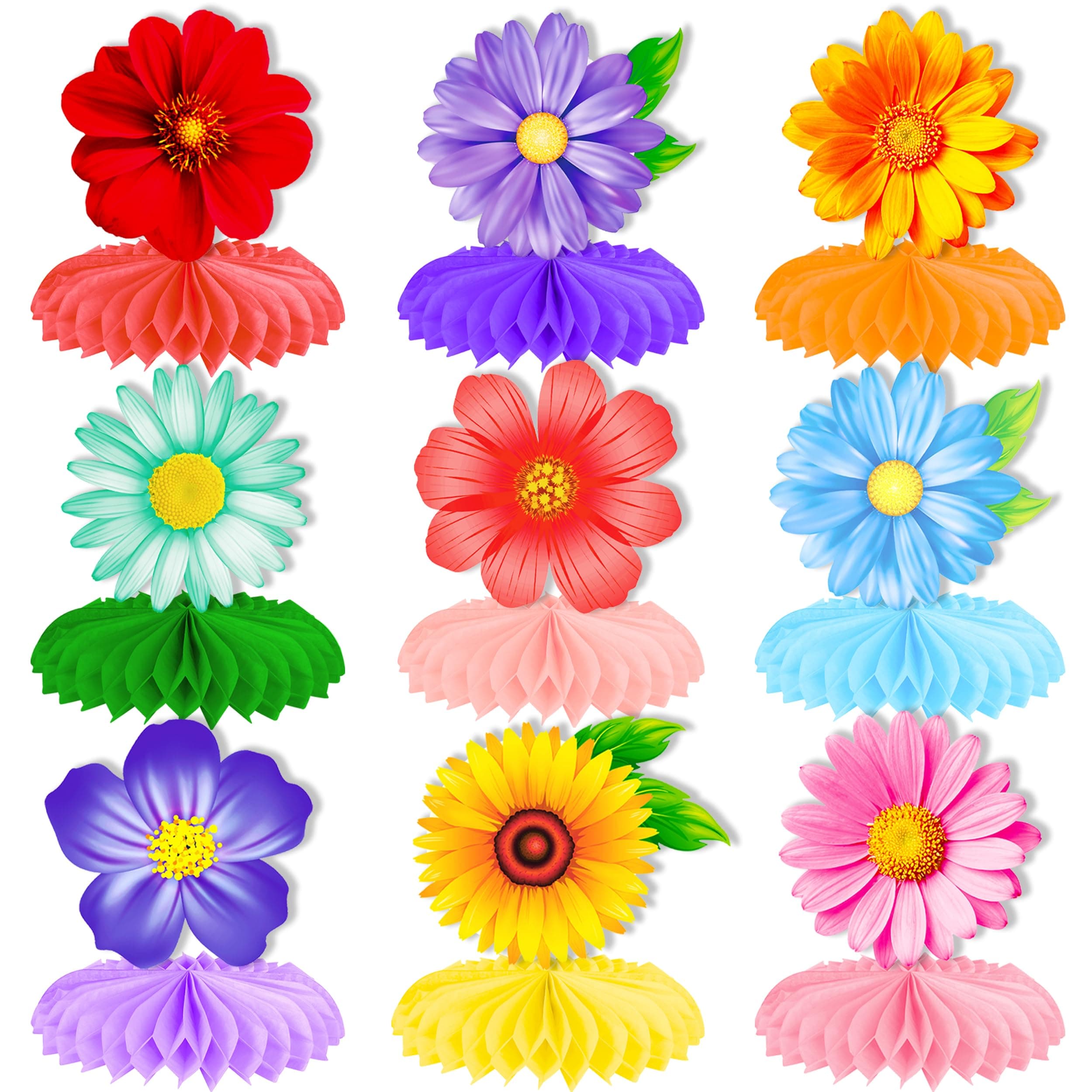 Spring Flower Honeycomb Centerpieces, 10 Pack Daisy Floral Table Decorations for Birthday Wedding Baby Shower Party Supplies