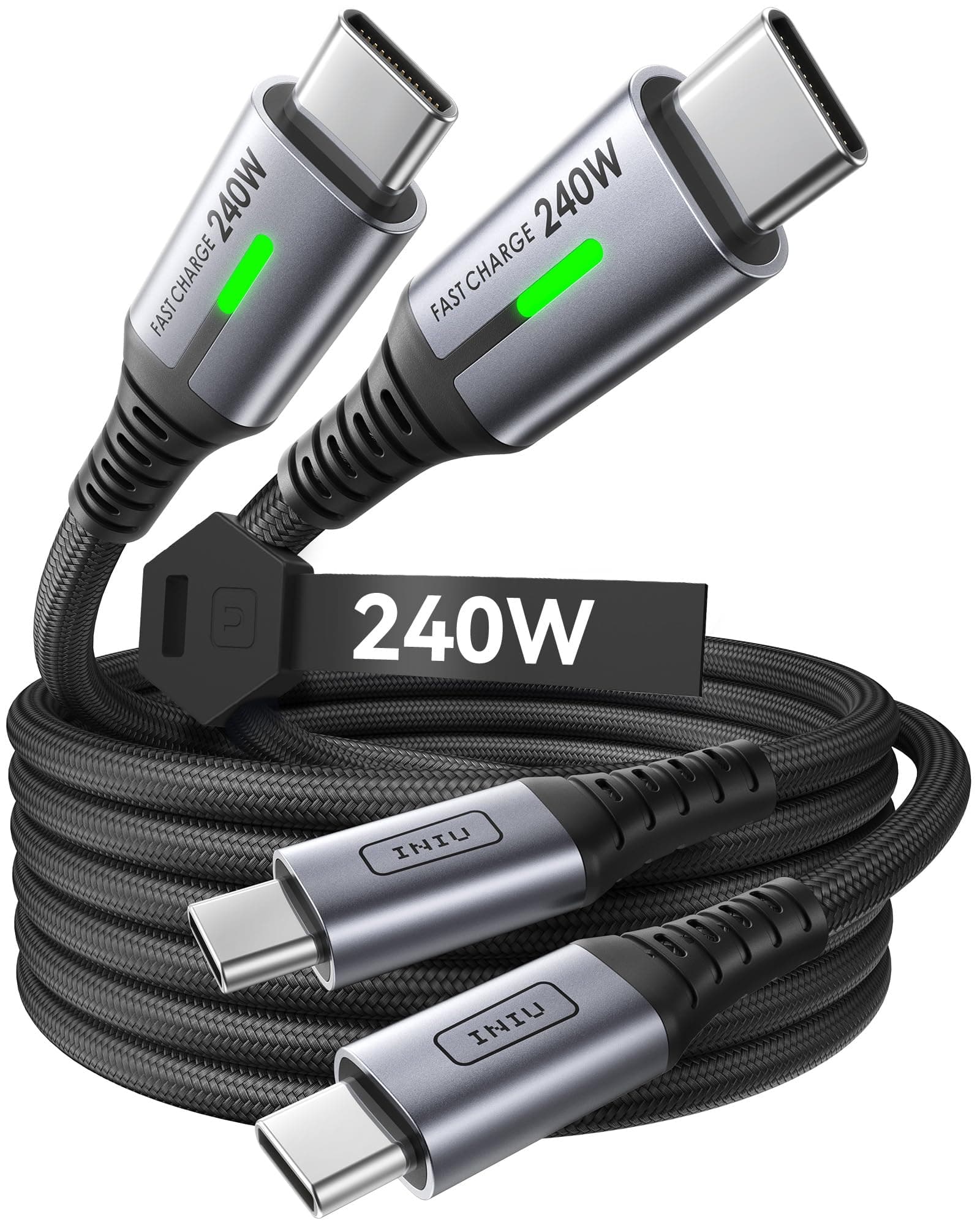 INIU USB C to USB C Cable, 240W [2-Pack 6.6ft] Fast Charging Cable, PD Type C Cable Fast Charge, Braided USBC Phone Charger Data Cord for iPhone 17 16 Pro Max, MacBook Pro iPad Air, Galaxy S25 S24 etc