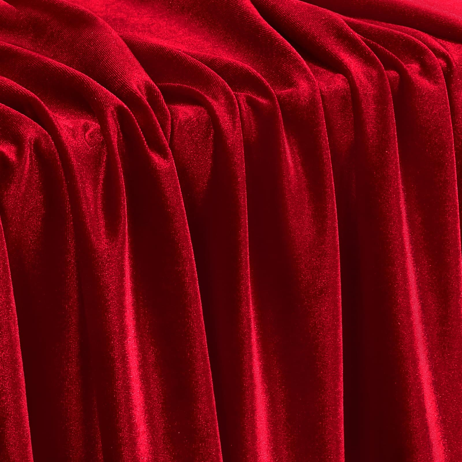 KKJIAF Red Stretch Velvet Fabric 60 Inch Wide, 5 Yard Soft Stretchy Fabric for Sewing Clothes, Apparel, Costume, Crafts - 90% Polyester 10% Spandex