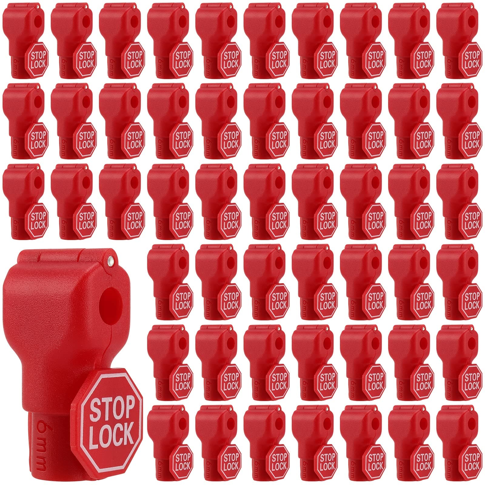 150 PCS 6mm Peg Hook Locks, Red Anti Sweep Theft Stop Lock
