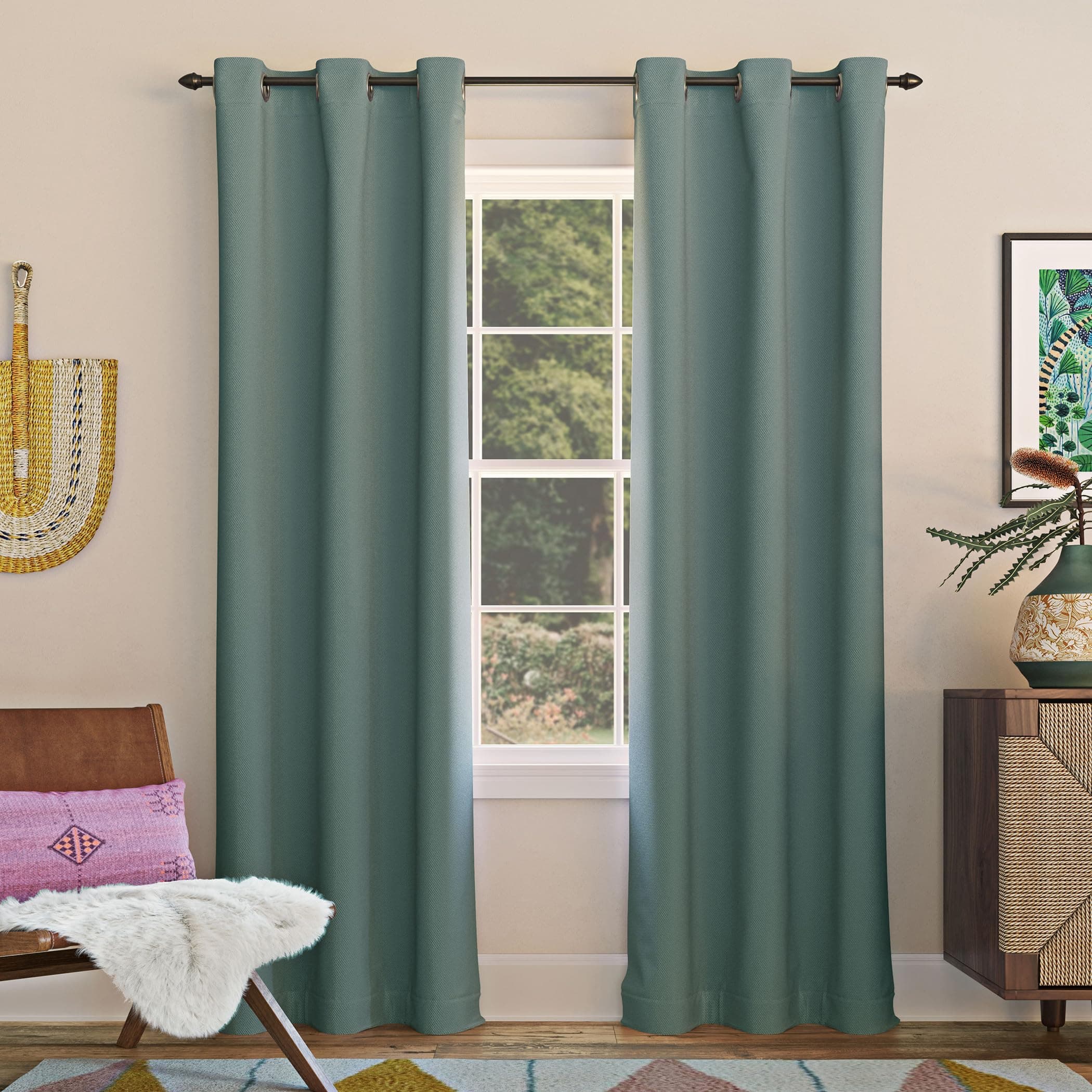 Sun Zero Easton Energy Saving Blackout Grommet Curtain Panel, 40" x 54", Mineral
