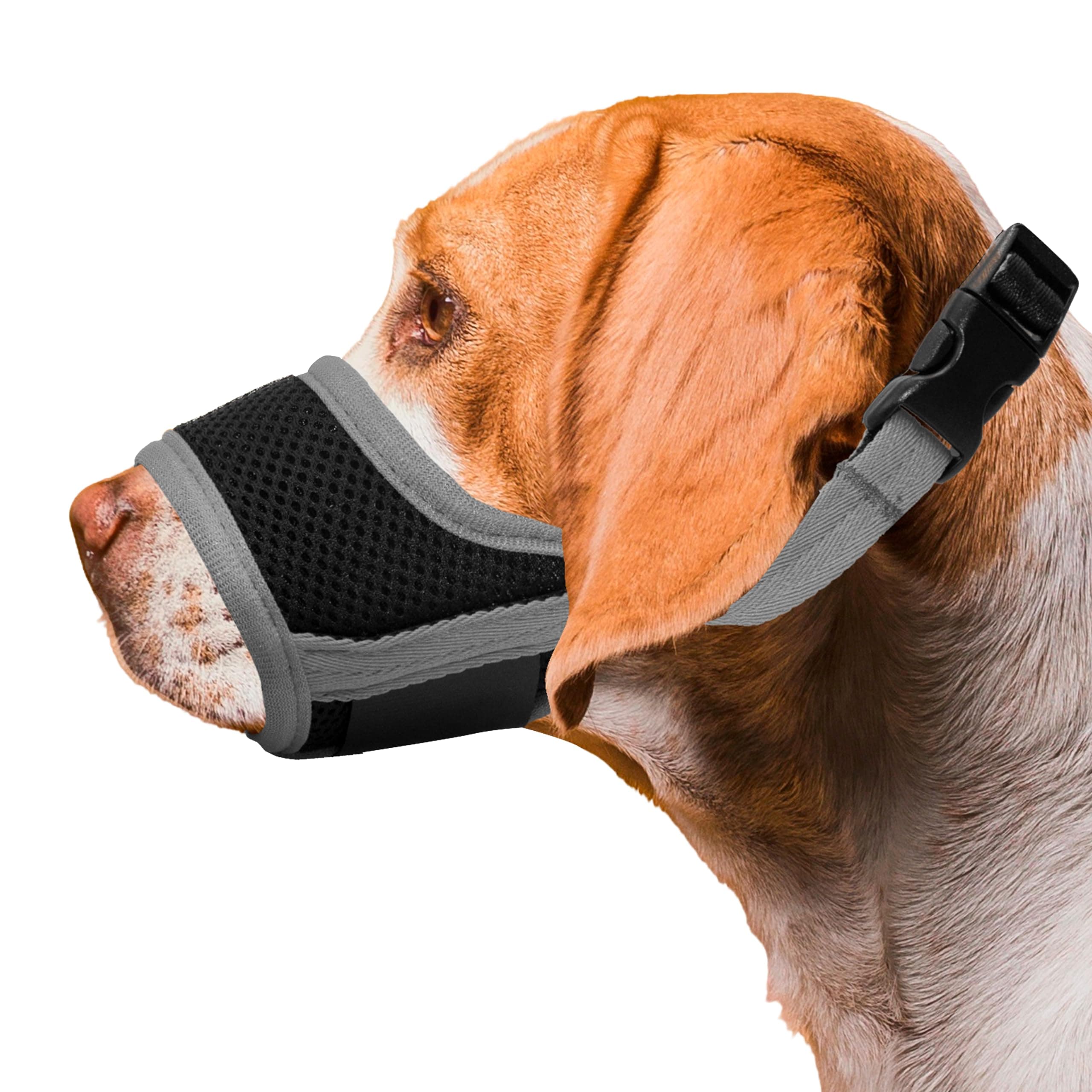 Seyezo Dog Muzzle, Breathable Nylon for Small Medium Large Dogs, Grey, M