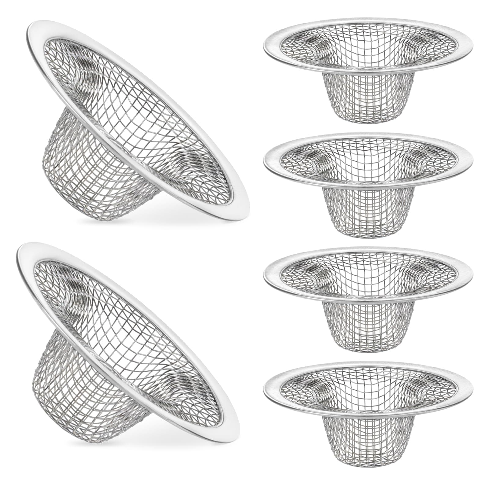 6 Pcs Bathroom Mesh Sink Strainer, 2" Drain Hair Catcher Stainless Steel Sink Filter Basket Bathroom Sink Drain Basket Strainer Sink Drain Strainers for Bathtub Lavatory Laundry Kitchen Pool Utility