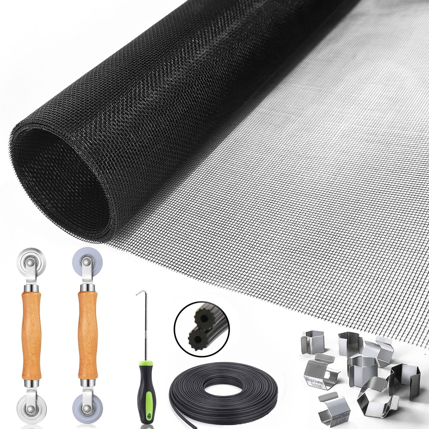 King&Charles Window Screen Replacement, 6in1 Window Screen Door Repair Kit