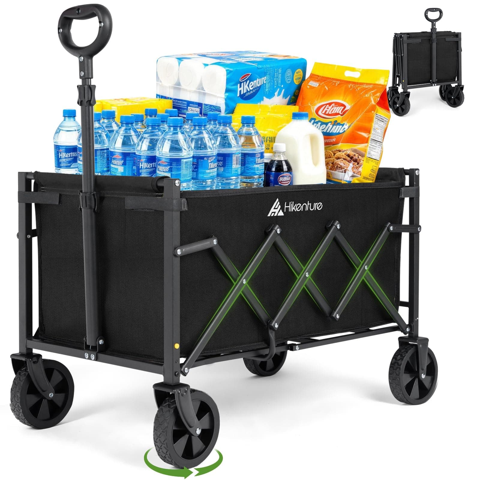 Hikenture Collapsible Wagon Cart Foldable, 220 lbs Folding Compact Wagon