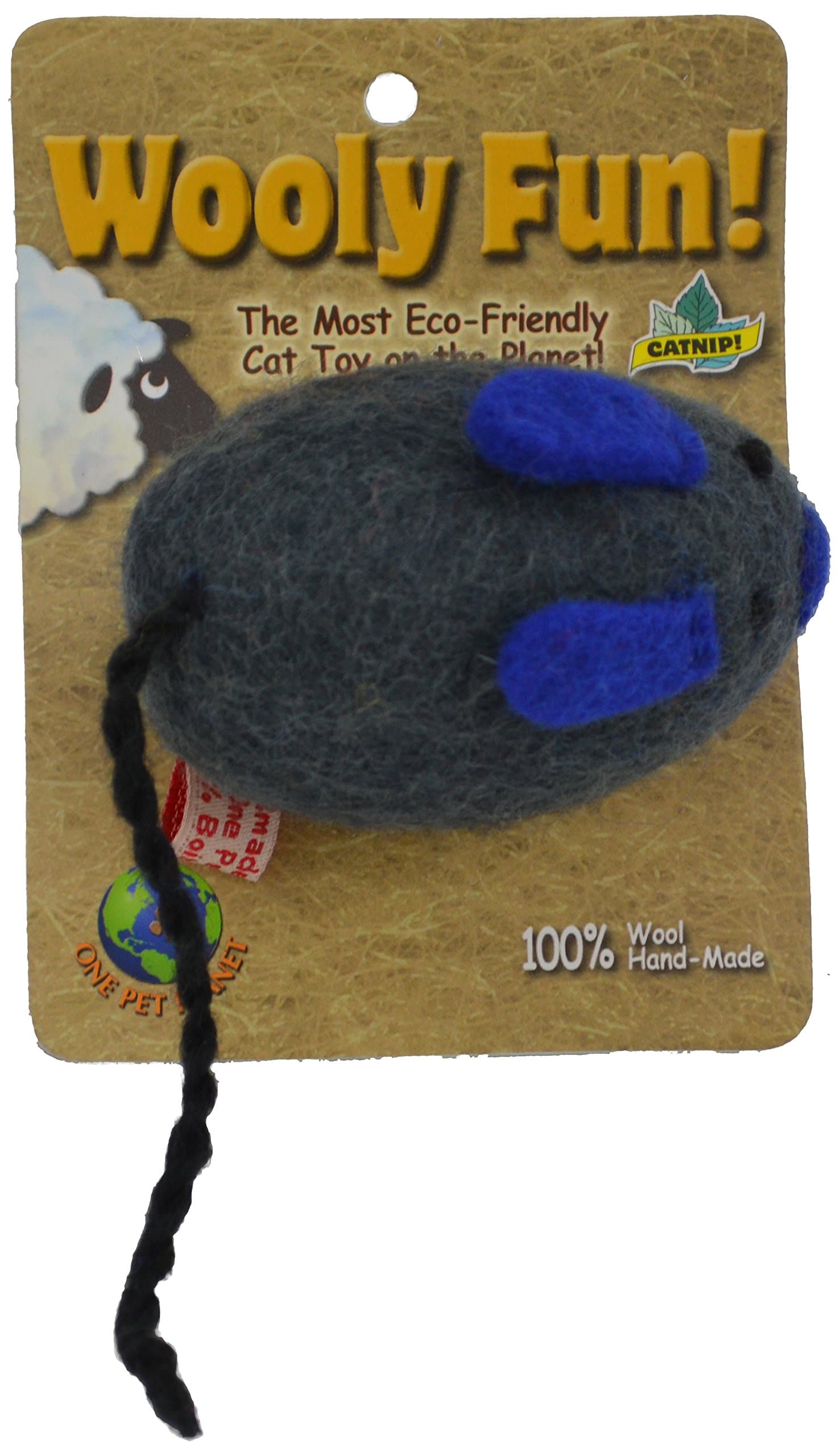 One Pet Planet Wooly Fun Big Mouse Toy