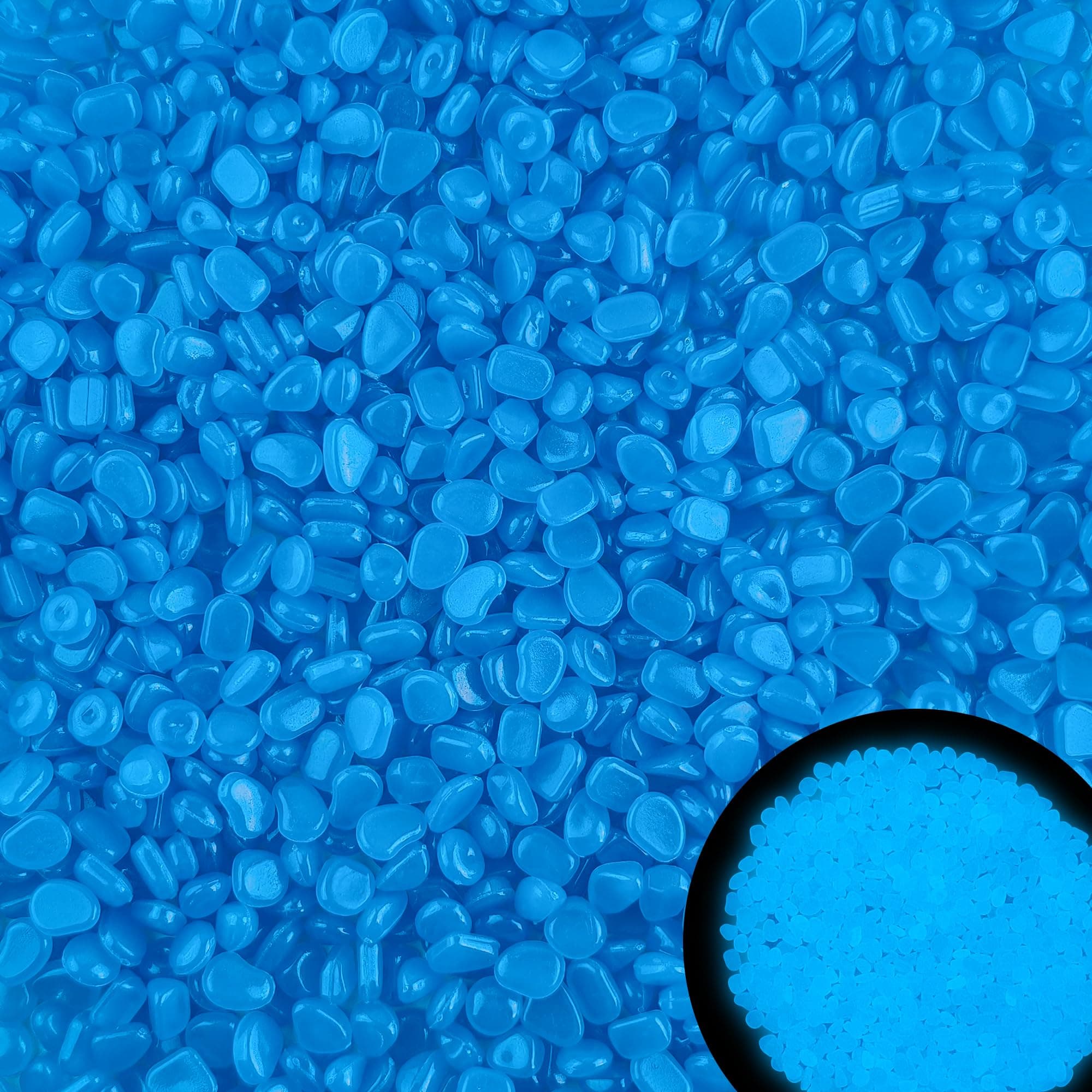1000pc Glow in The Dark Blue Stones Blue Rocks for Garden Luminous Pebbles Glow Stones Glowing Rocks Outdoor Luminous Stone for Fish Tank Garden Patio Aquarium Walkway Driveway,Blue