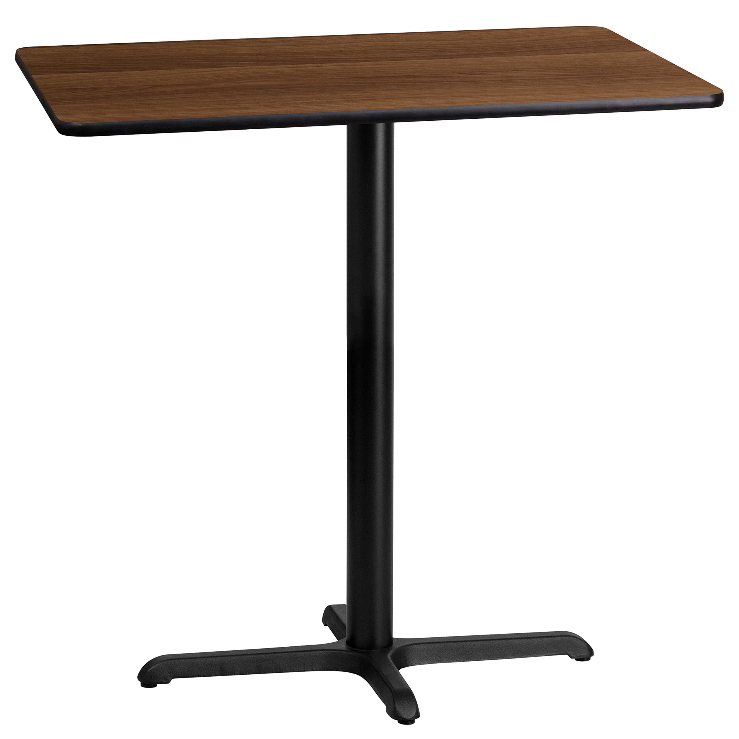 Flash Furniture 24'' x 42'' Rectangular Walnut Laminate Table Top with 23.5'' x 29.5'' Bar Height Table Base