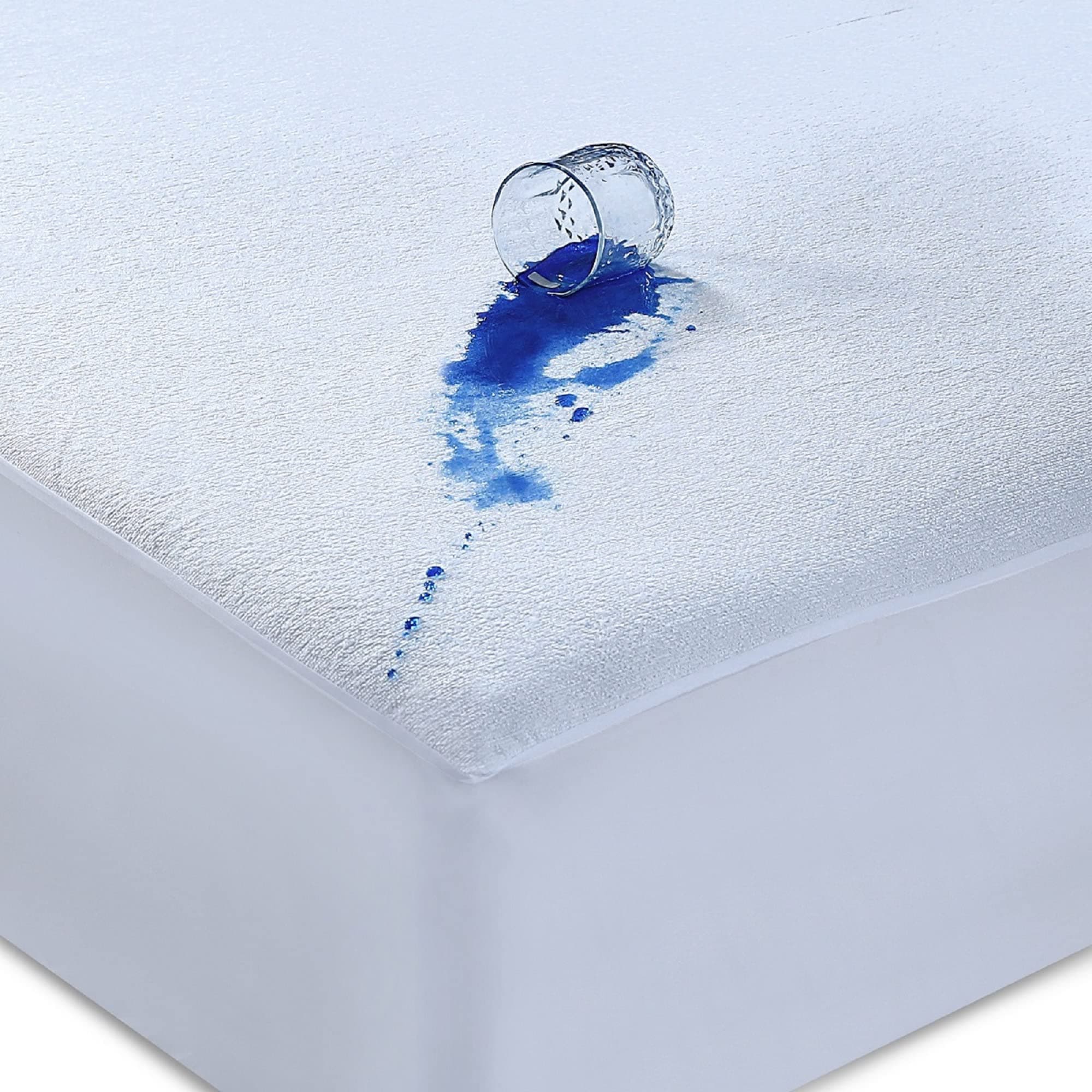 Caroline Shatuik 100% Waterproof Mattress Protector Double-30cm Extra Deep Stretch Skirt Non-Noisy Terry Top Fitted Mattress Protector Double Bed Cover(137x190cm)