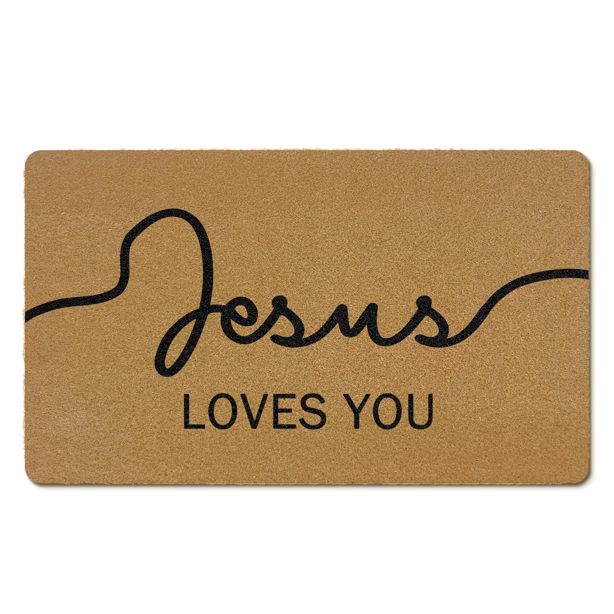 EGBTL Christian Coir Door Mat Outdoor Jesus Lovers You Bible Verse Doormat Christian Religious Entrance Door Mat Outdoor Indoor Home Decor