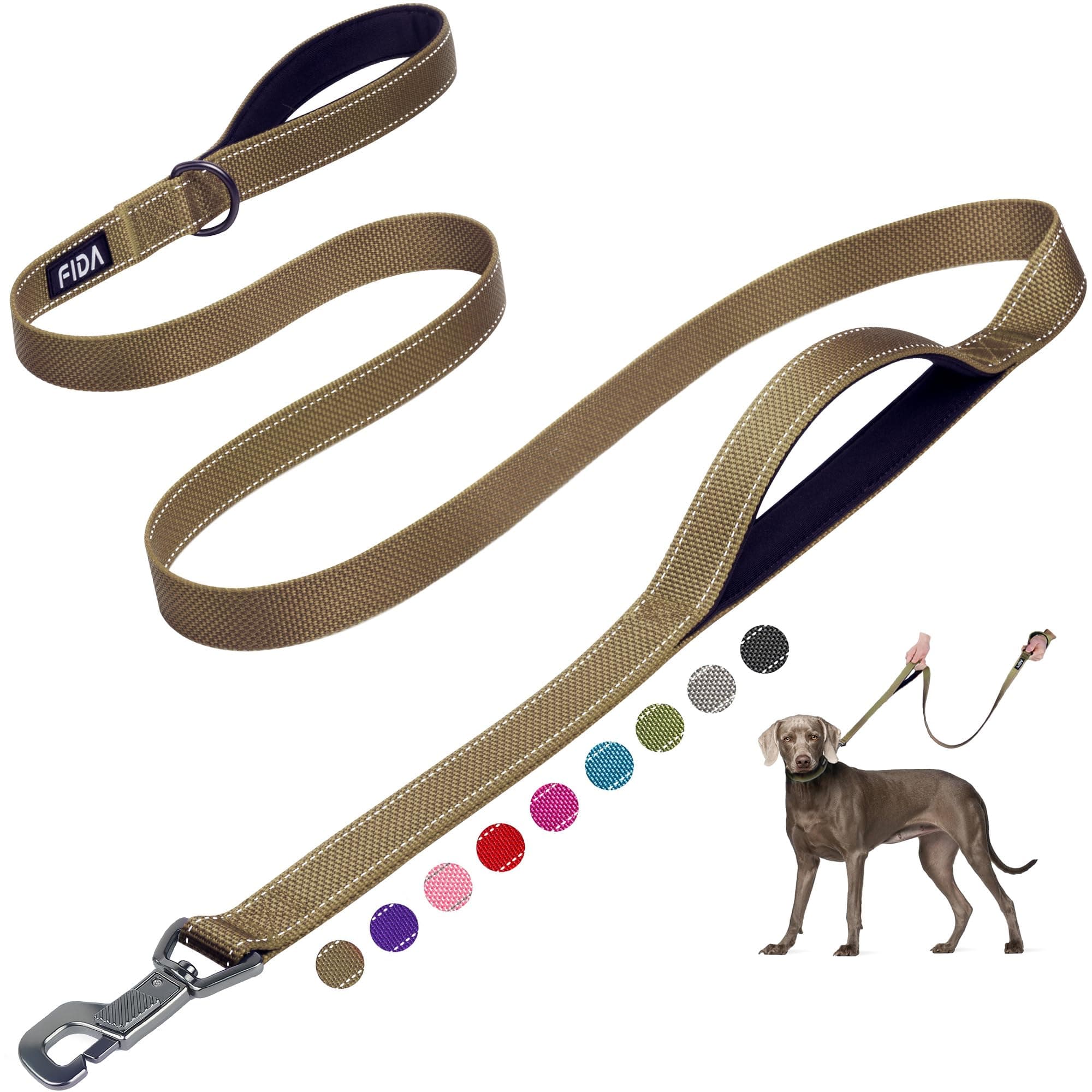 Fida Heavy Duty Dog Leash for Medium Large Dogs, 6 FT, Dual Padded Handles