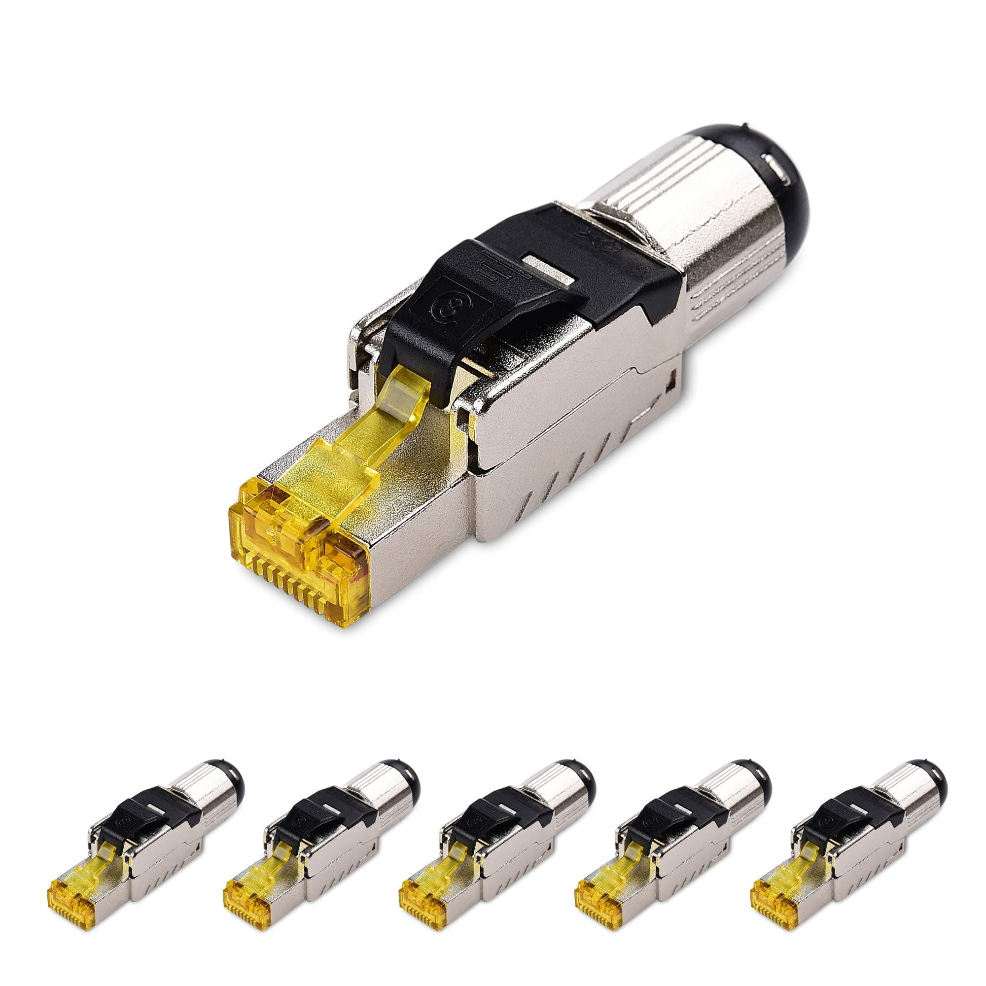 Cable Matters 6-Pack Tool Free Shielded RJ45 Cat 8, Cat8 Field Termination Plug, Cat8 Connector, Cat8 Plug