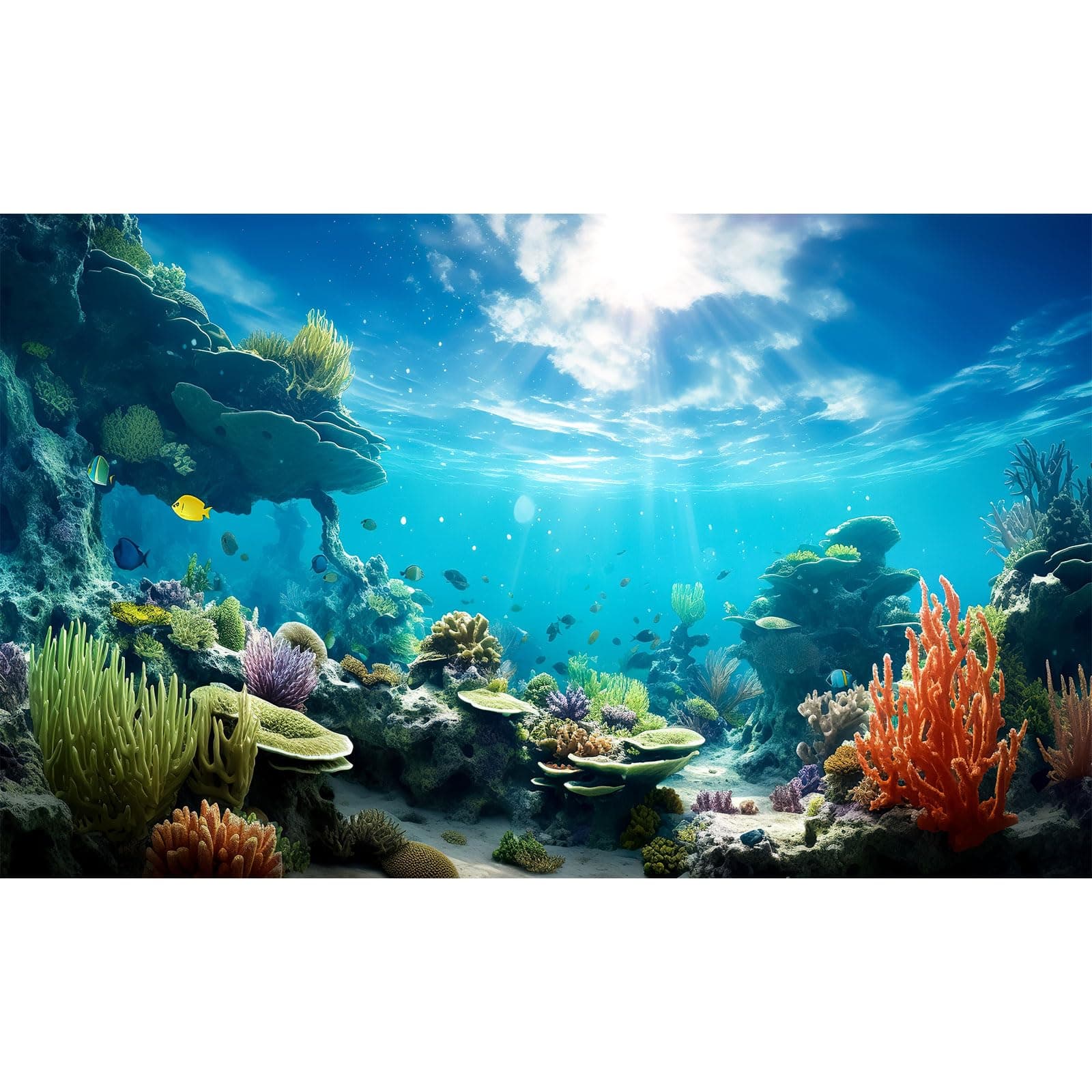Under The Sea Aquarium Background Underwater Coral Reef Aquatic Plants Fish Tank Background Undersea Cave Marine Life Terrarium Backgrounds Ocean Floor Seascape Reptile Tank Backgrounds 48x20in